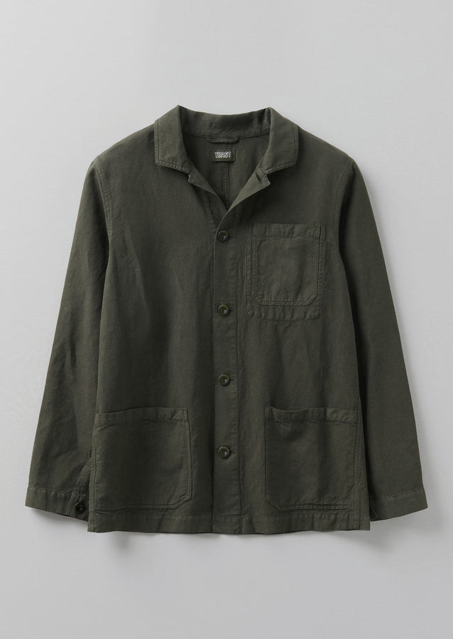 Arlo Garment Dyed Herringbone Jacket | Dark Moss
