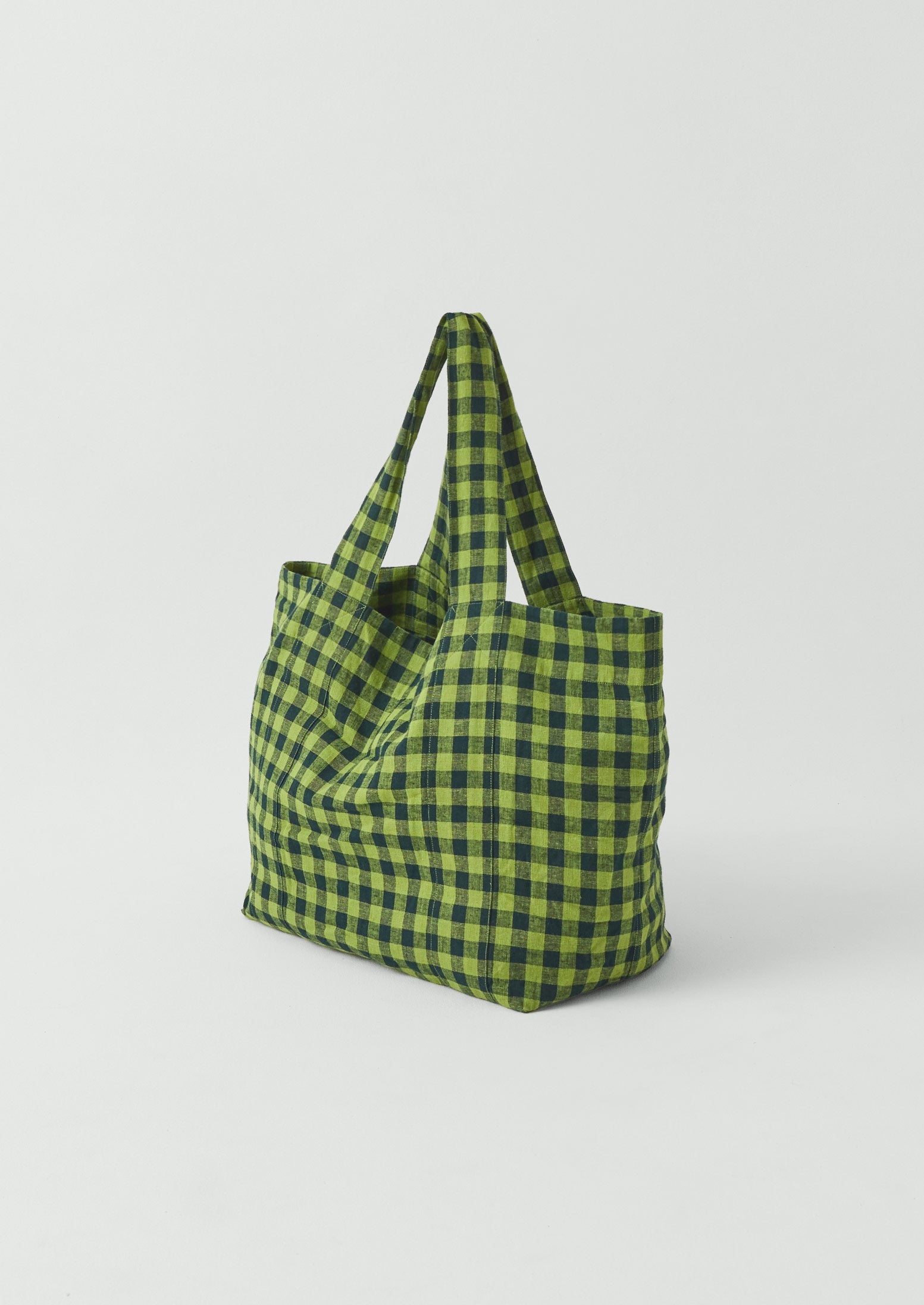 Linen Cotton Gingham Lounge Bag | Beetle Green | TOAST
