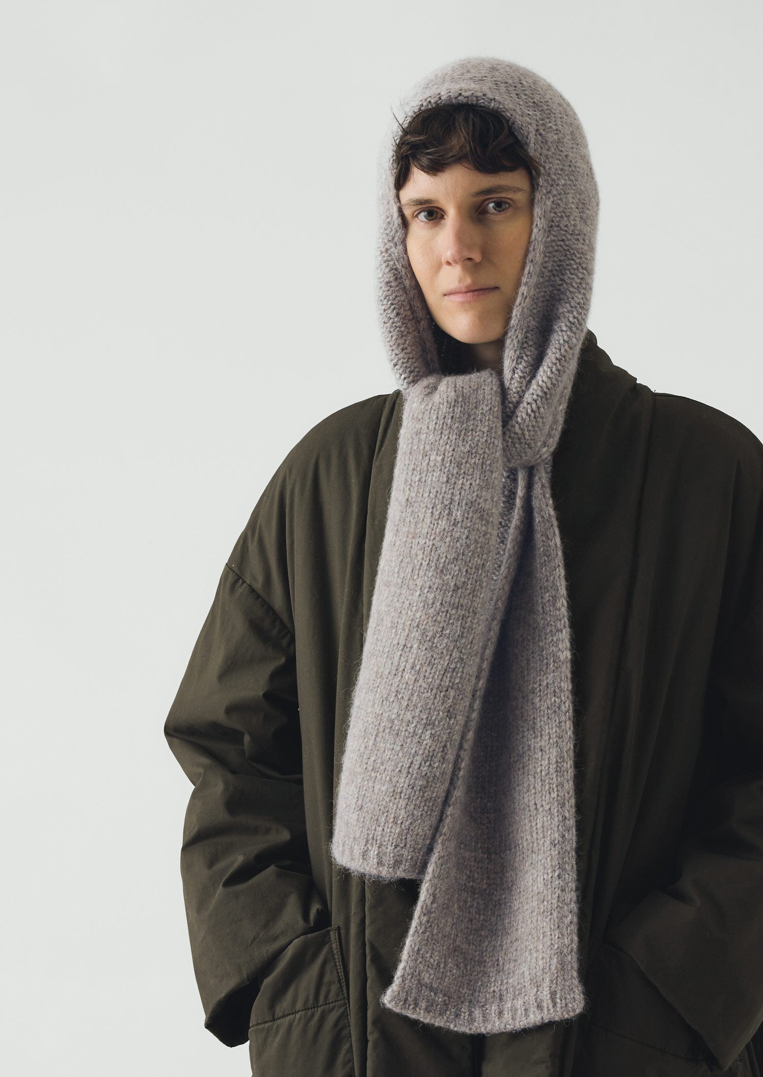 Lofty Alpaca Hooded Scarf | Stone | TOAST