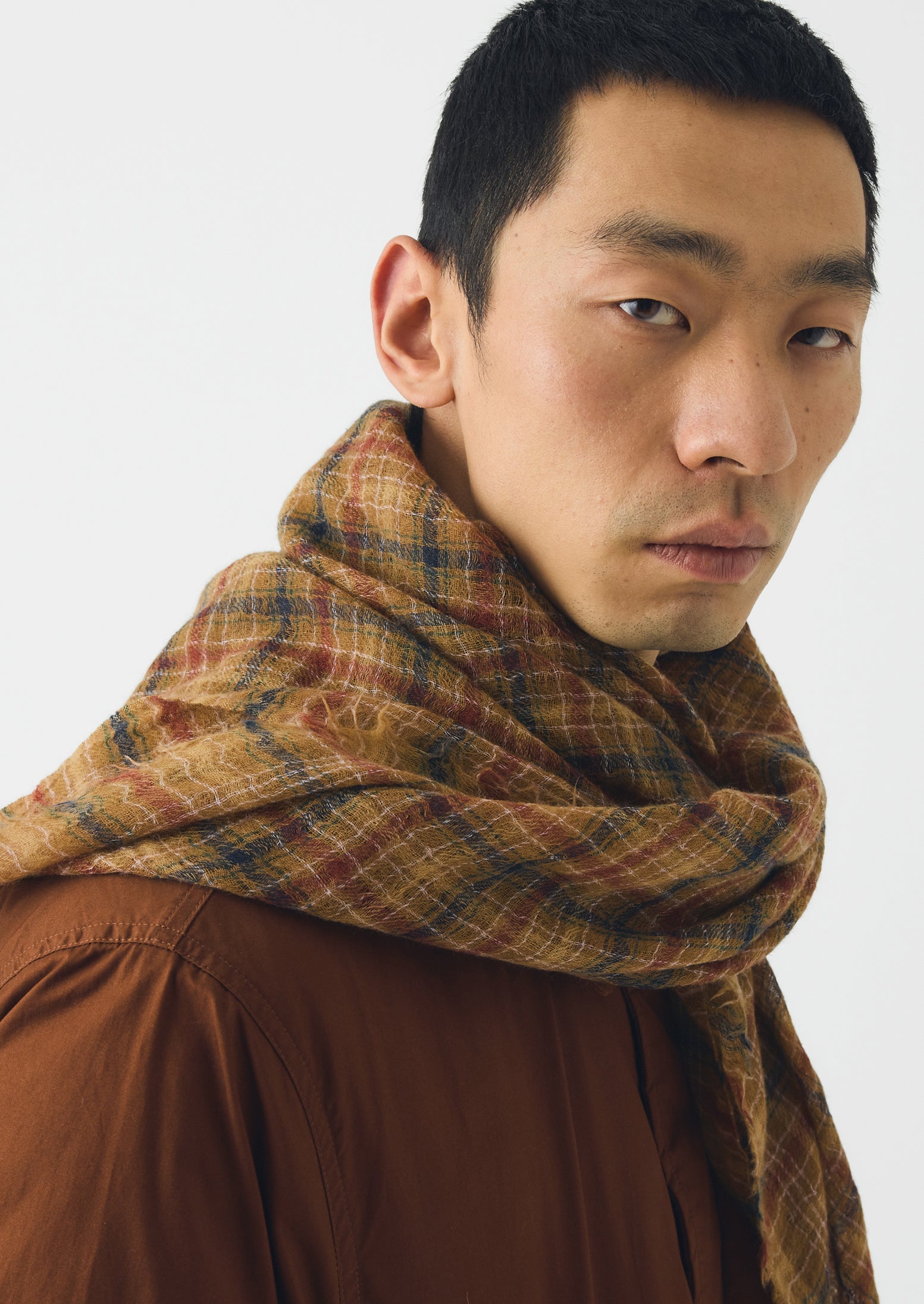 【GUSHLOW&COLE】Mixed Scarf Merino /WALNUT Moismont Wool Square Scarf | Harvest | TOAST