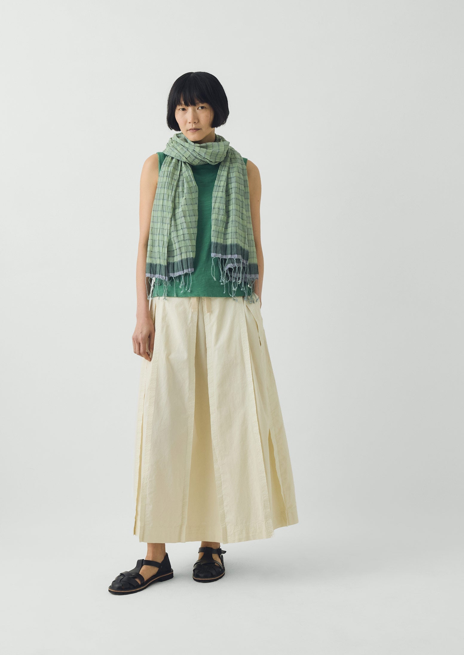 Graph Paper Check Gauzy Scarf | Spearmint | TOAST
