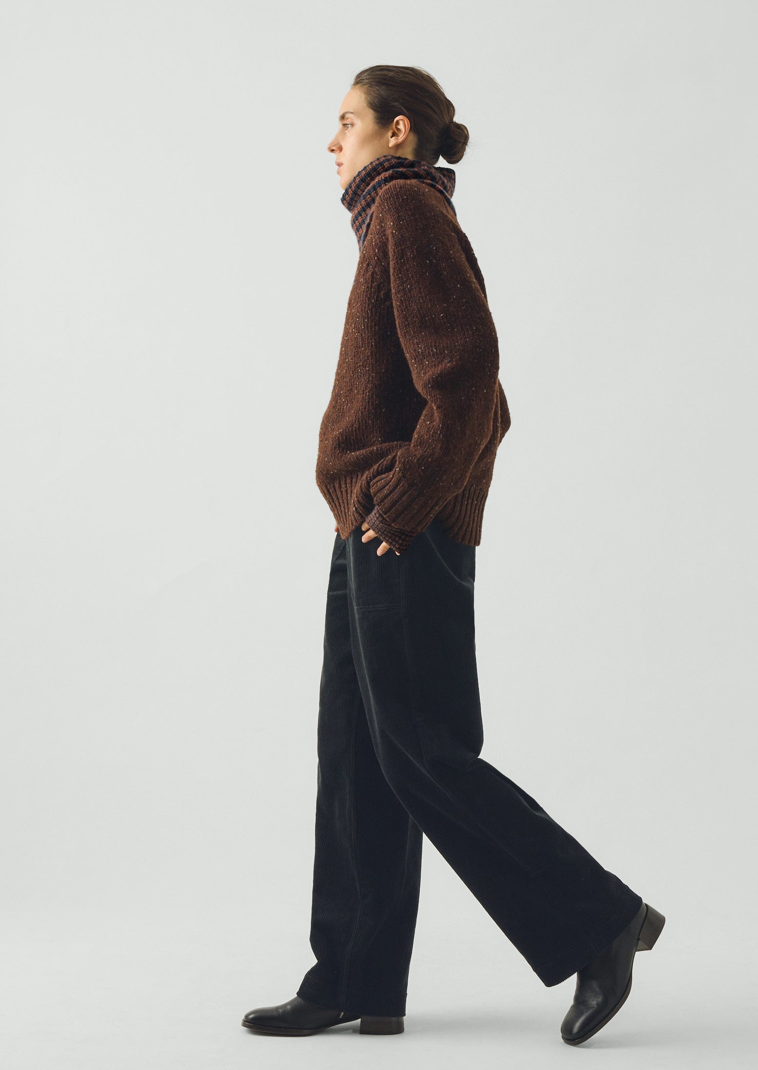 小物 DEVOA Snood Wool / Cashmere Striped Wool Cashmere Snood | Navy/Pecan | TOAST