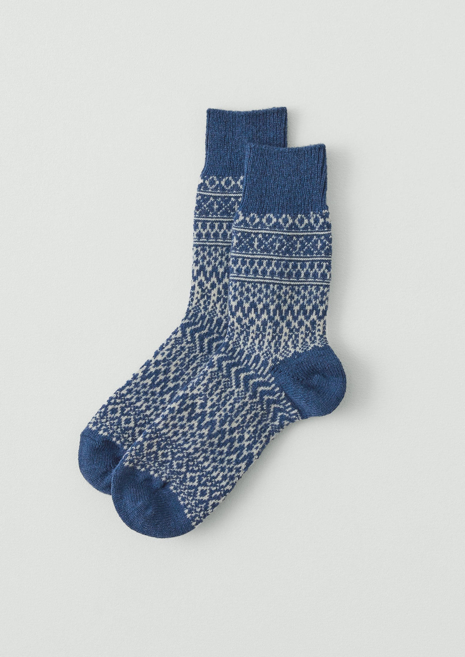 Nishiguchi Kutsushita Wool Jacquard Socks | Seagull Blue | TOAST