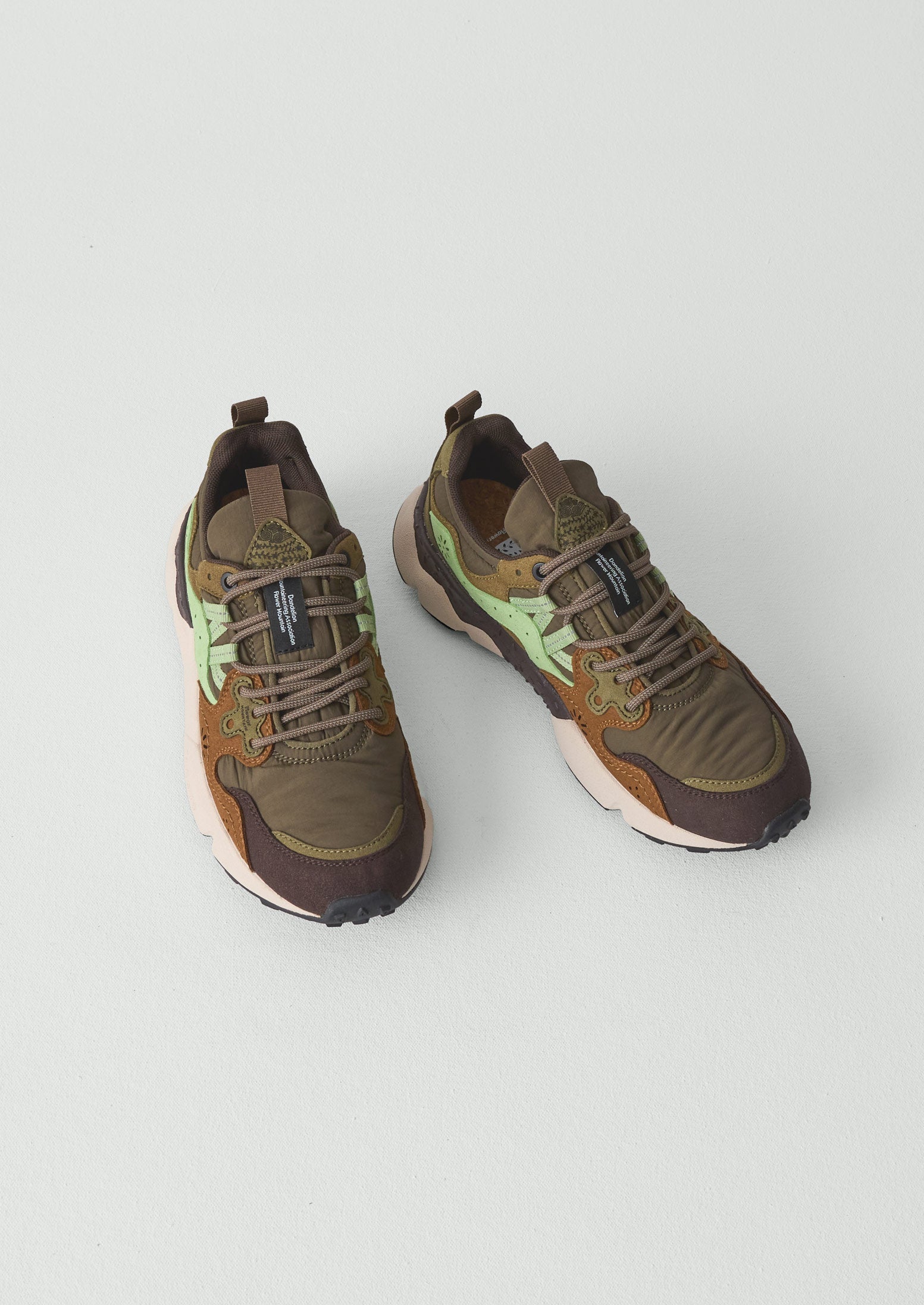 Flower Mountain Yamano Kaiso Panelled Sneakers | Deep Olive | TOAST