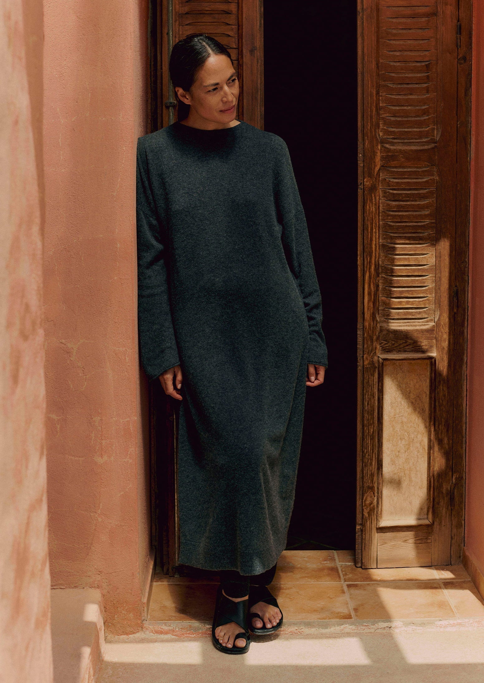 Wool Cashmere Jumper Dress | Charcoal Melange | TOAST