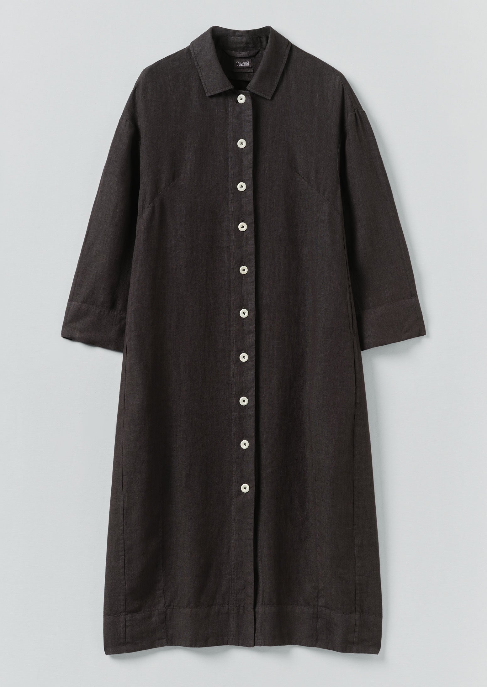 Garment Dyed Linen Button Shirt Dress