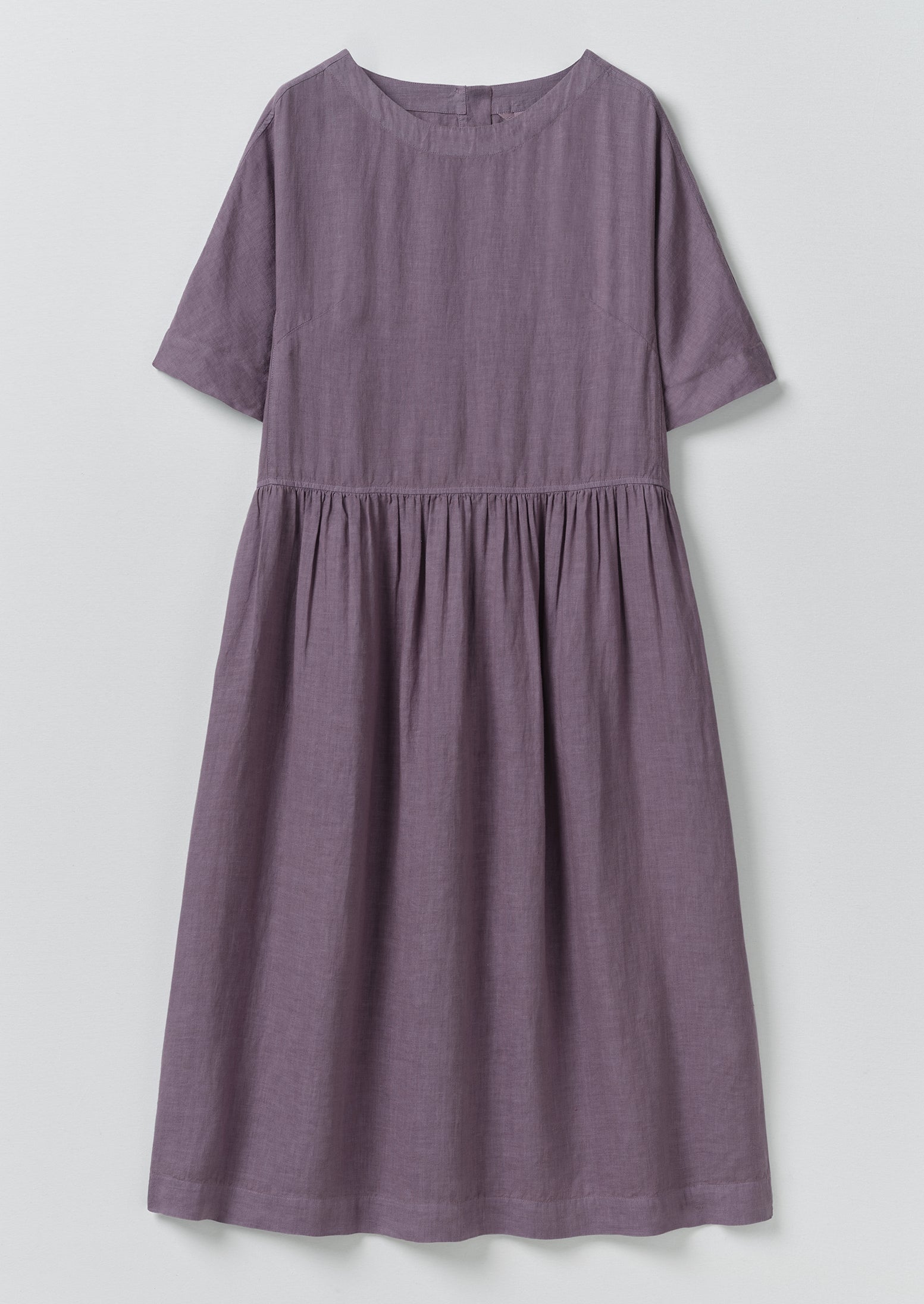 Lightweight Linen Gathered Waist Dress | Dark Thistle | TOAST Lightweight Linen Gathered Waist Dress | Dark Thistle | TOAST