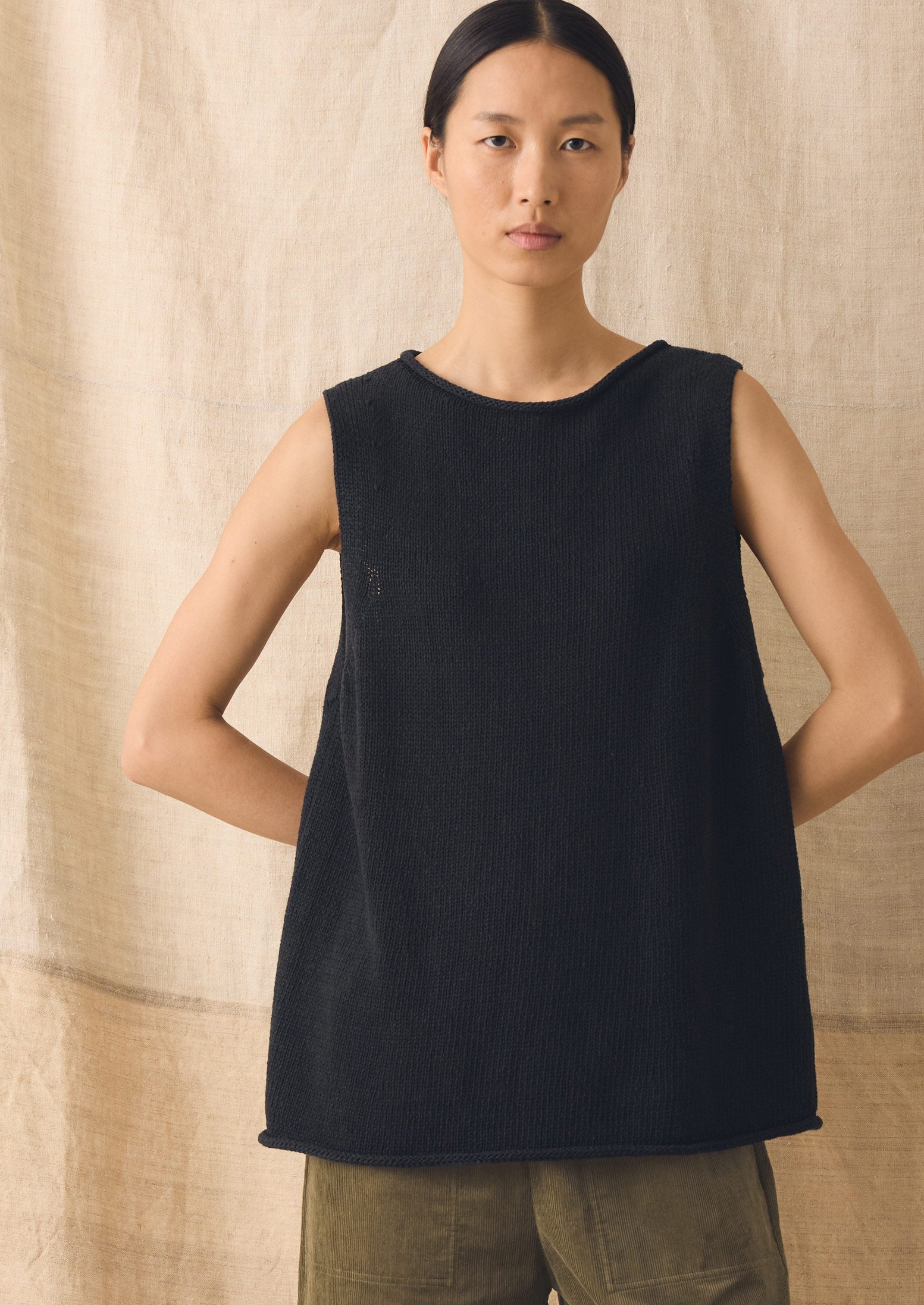 Linen Cotton Knitted Tank | Slate | TOAST
