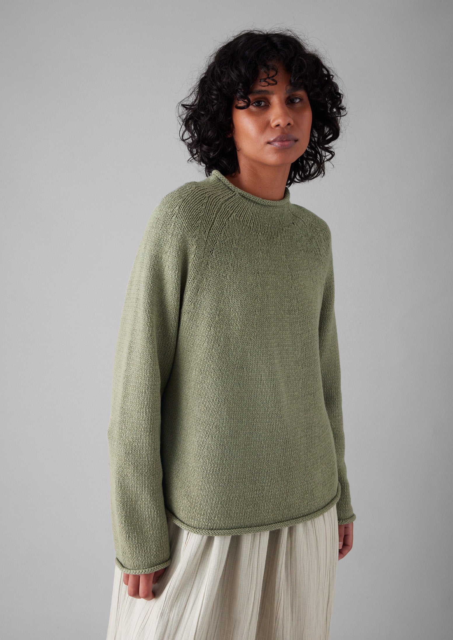 Organic Cotton Linen Easy Sweater | Sage | TOAST