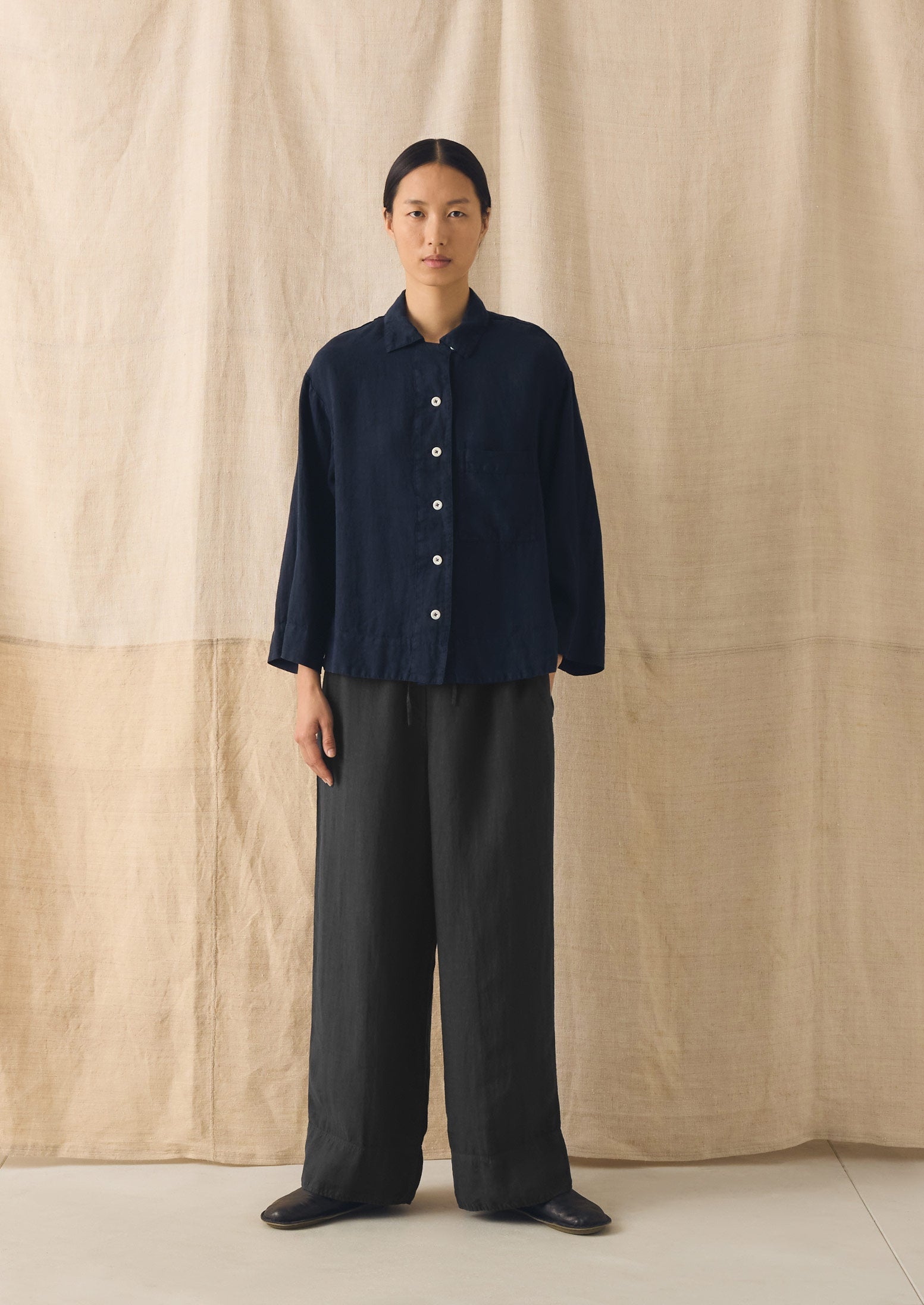 Garment Dyed Linen Shirt | Midnight | TOAST