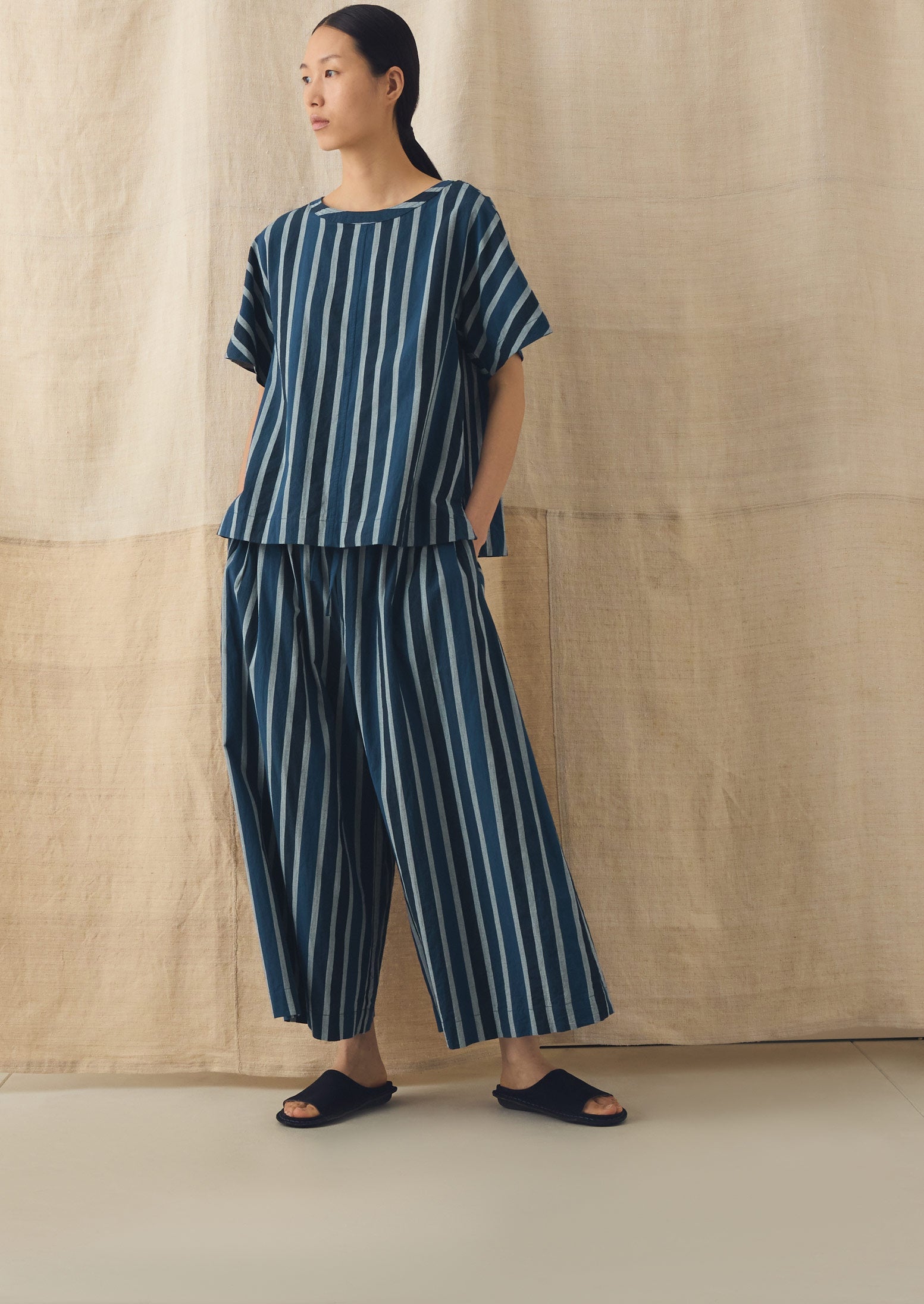 トップス genre / PTT SMOCK (STRIPE) Stripe Cotton Smock Top | French Blue | TOAST