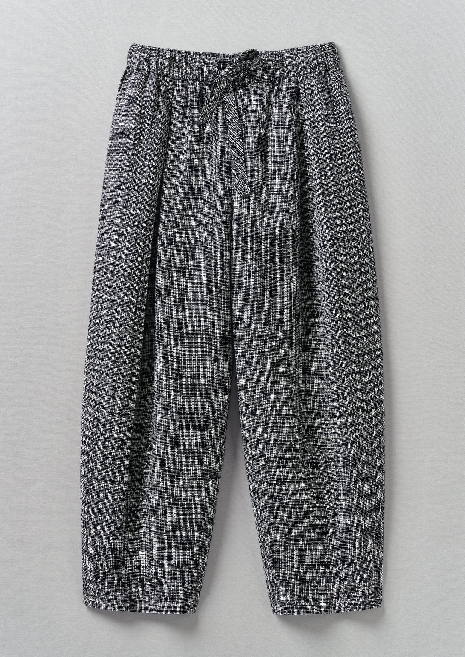 Minako Asawa Check Linen Pants | Charcoal