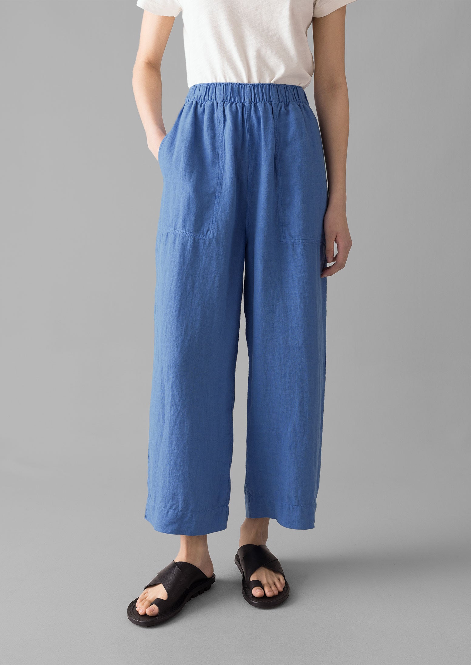 Garment Dyed Linen Barrel Leg Pants | Blue Violane | TOAST