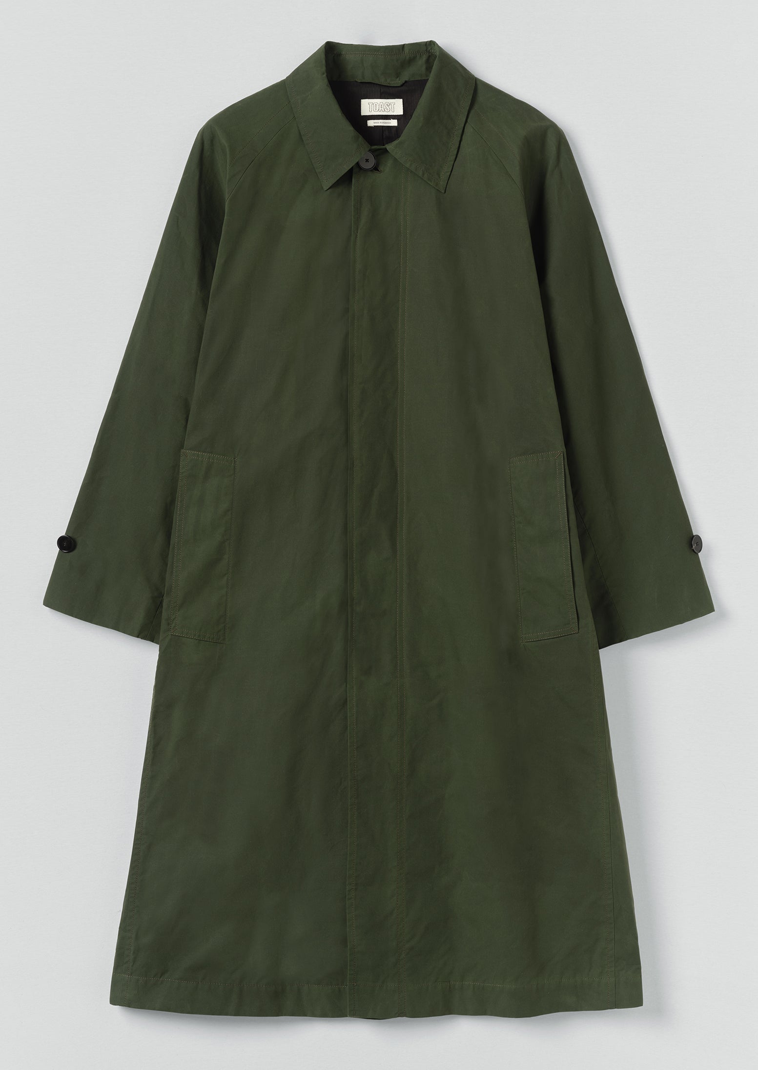 Waxed Cotton Trench Coat | Forest Green | TOAST