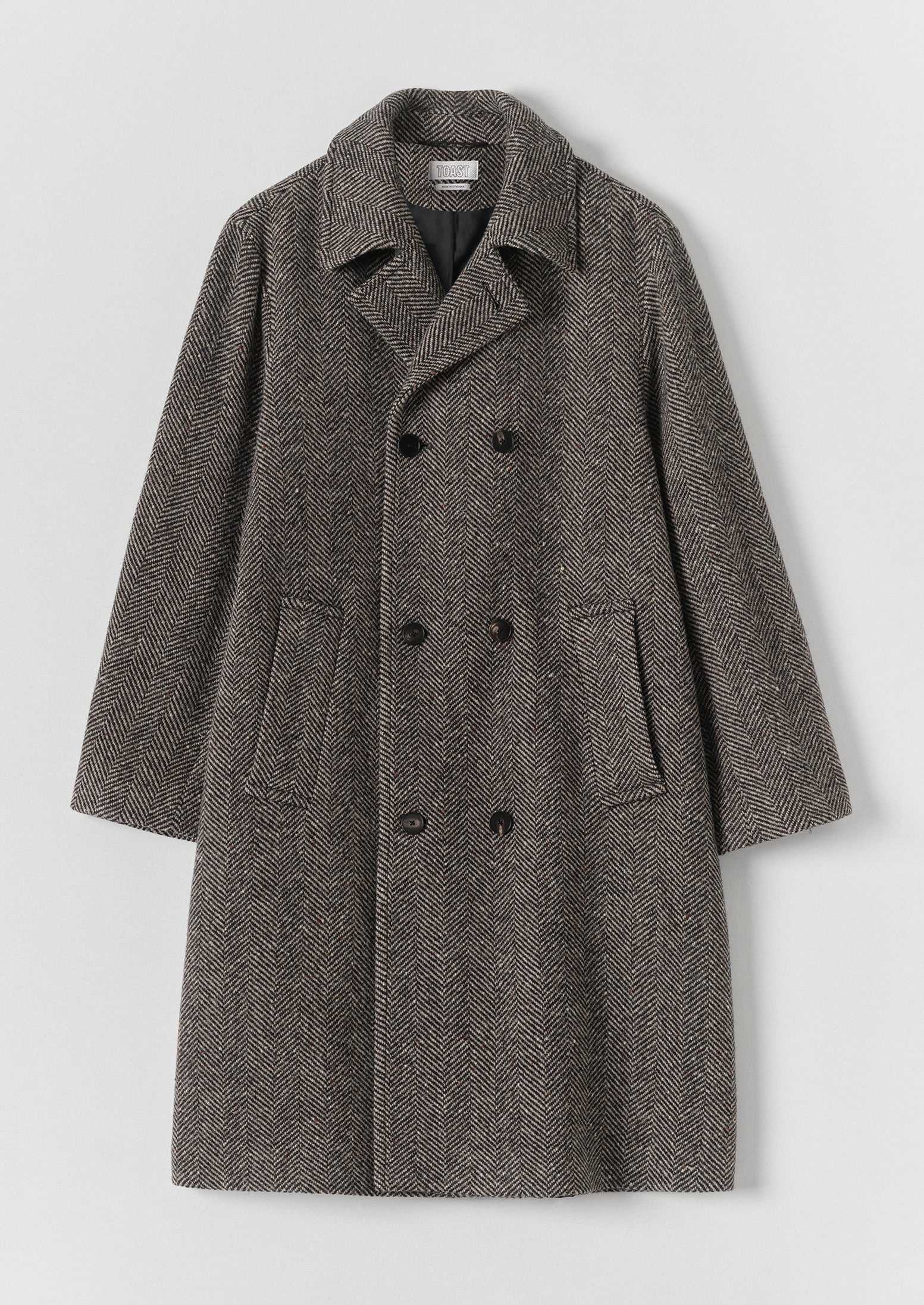 t*a様 【美品】ohotoro herringbone double coat Double Breasted Wool Overcoat | Black/Natural | TOAST