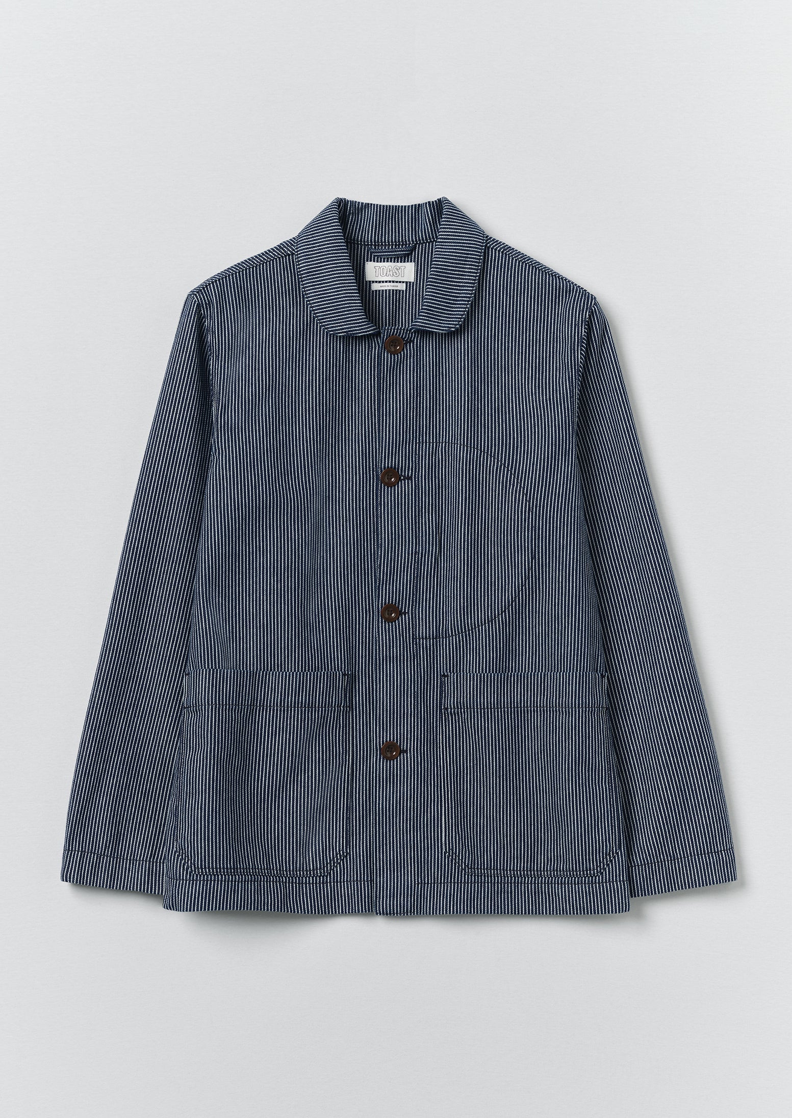 Hickory Stripe Denim Chore Jacket | Ecru/Indigo | TOAST