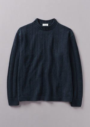 Ribbed Wool Cotton Gansey Sweater | Uniform Navy