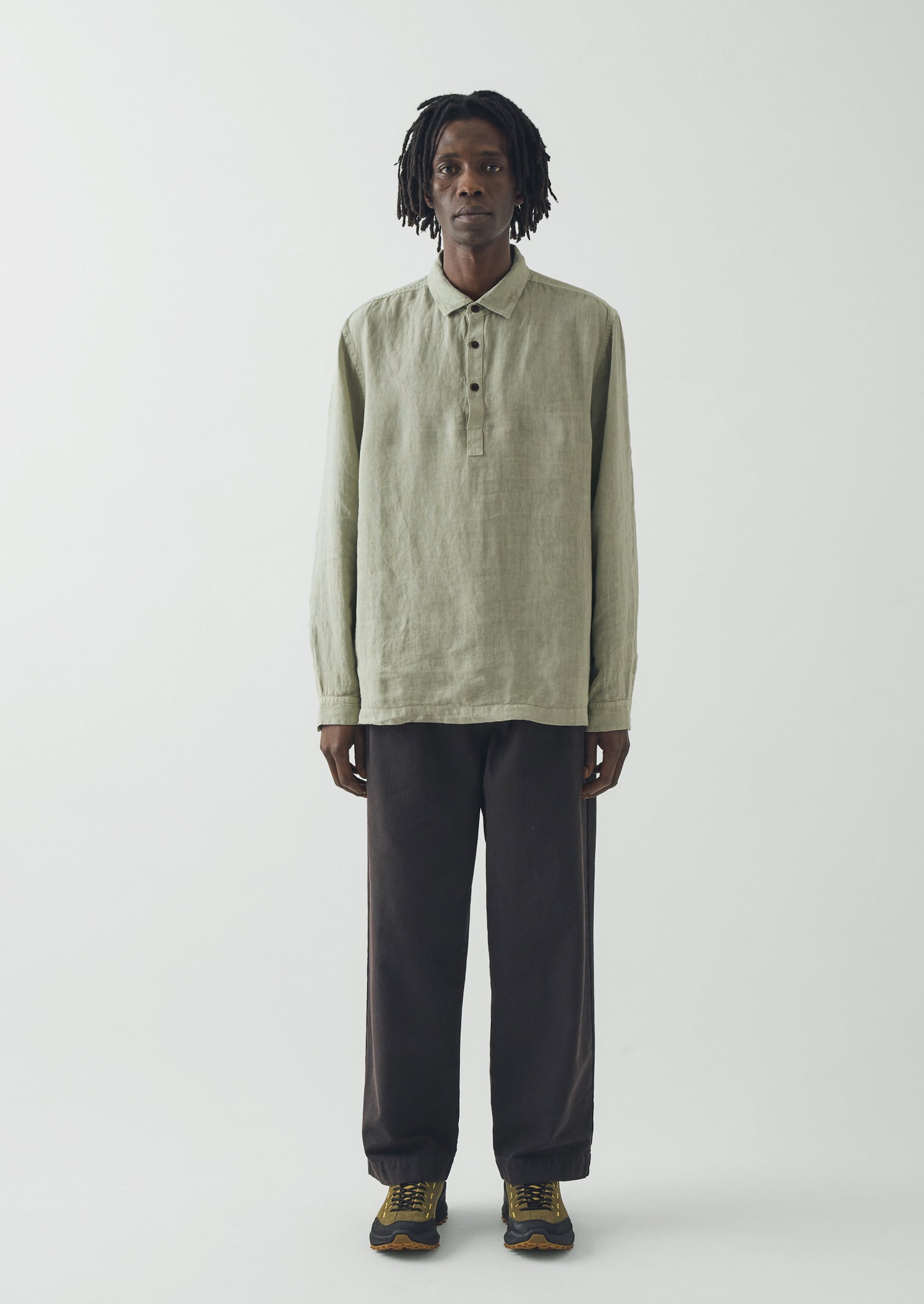 Half Placket Linen Shirt | Pebble | TOAST
