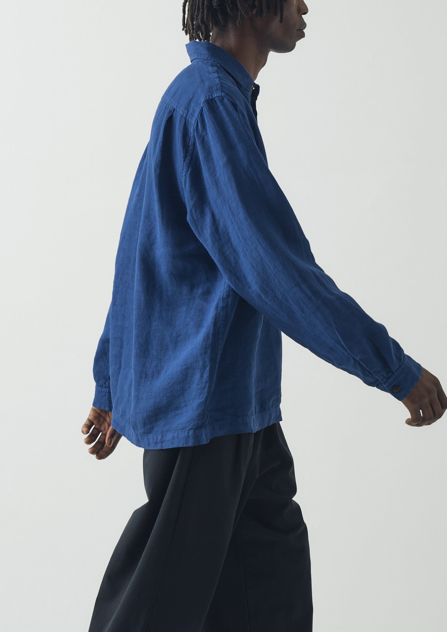 Half Placket Linen Shirt | Cobalt | TOAST