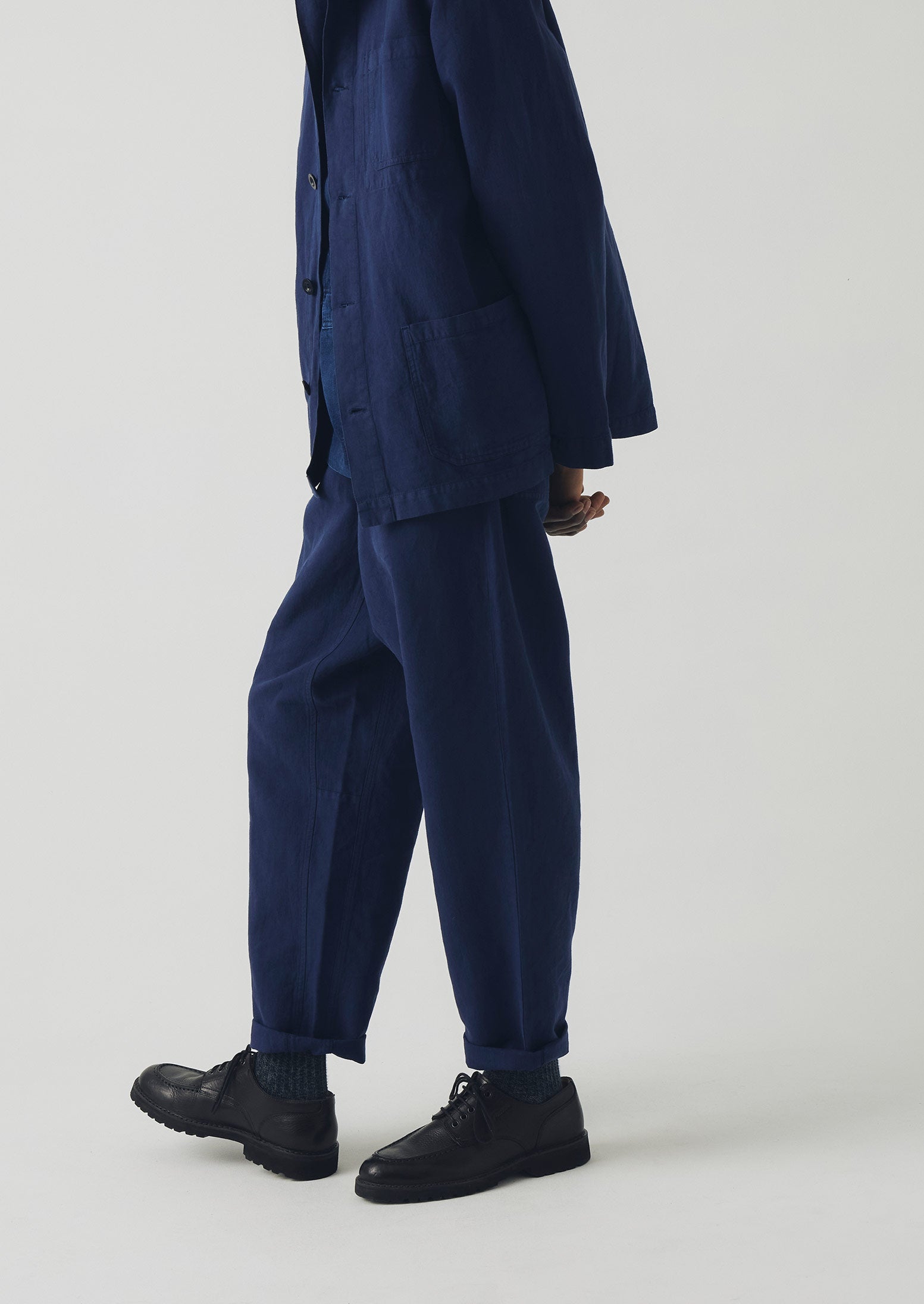 Alfie Garment Dyed Herringbone Pants | Dark Indigo | TOAST
