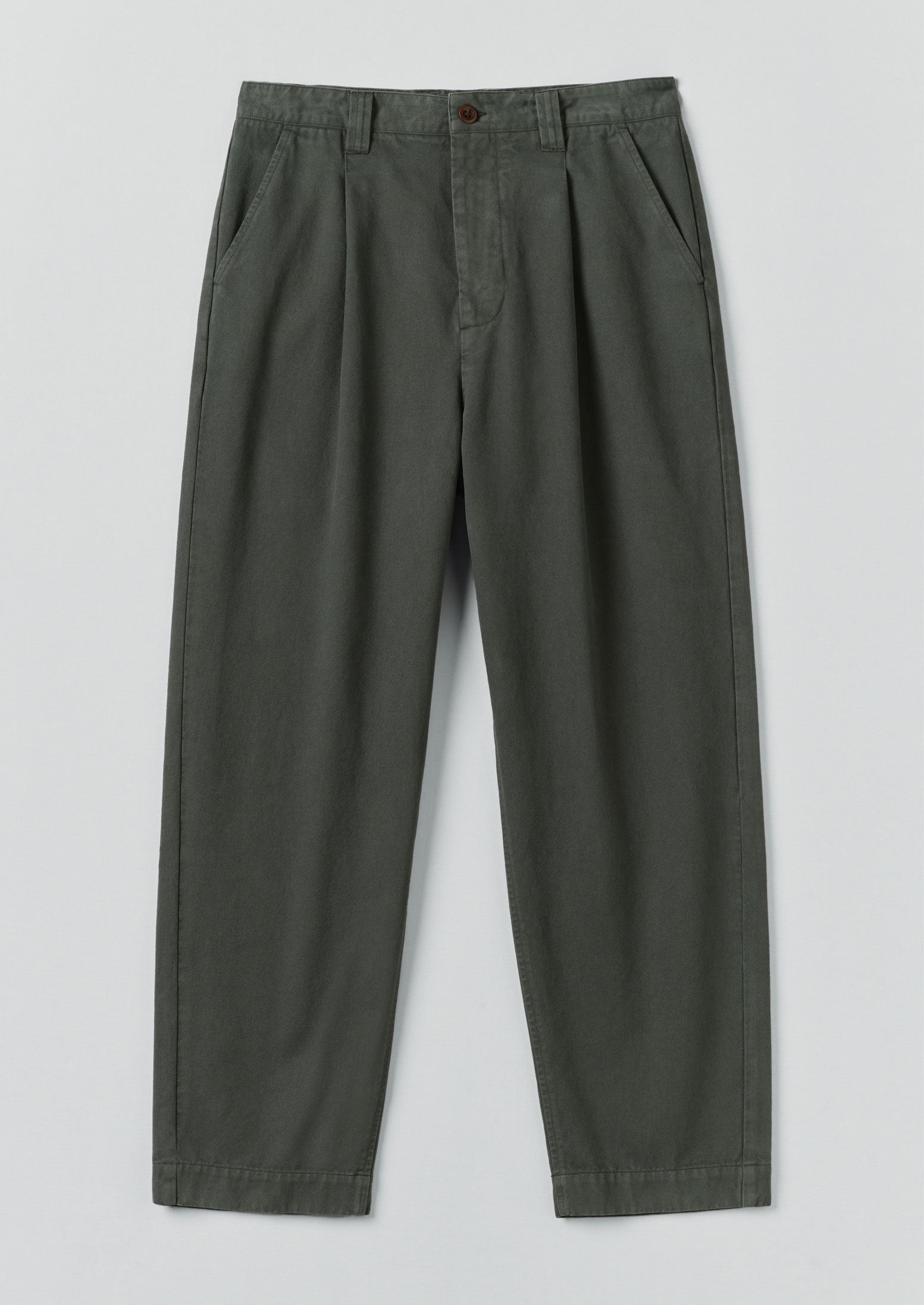 Otto Cotton Herringbone Pleat Pants | Dark Mineral Green | TOAST