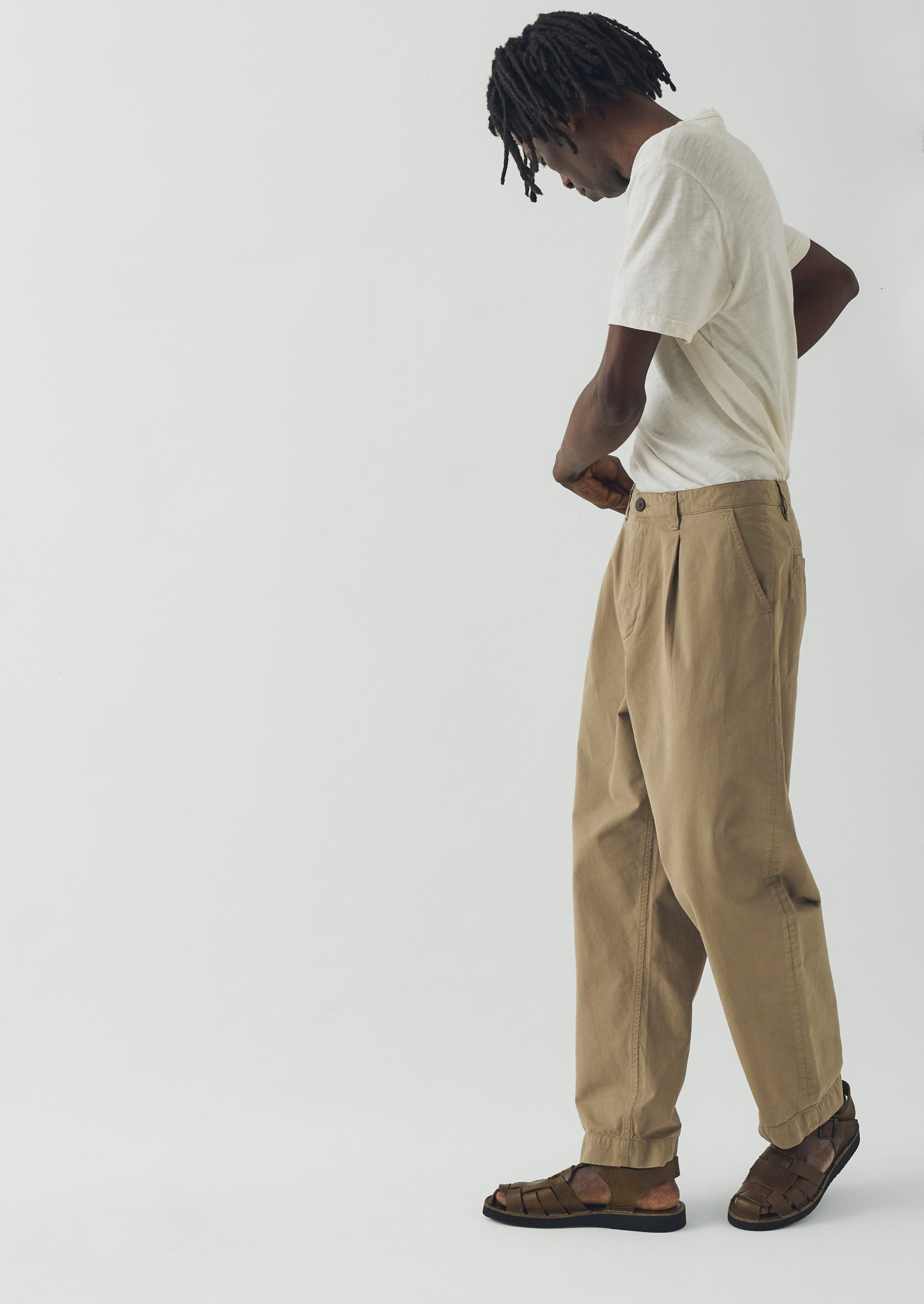 Otto Pleated Cotton Twill Pants | Oyster | TOAST