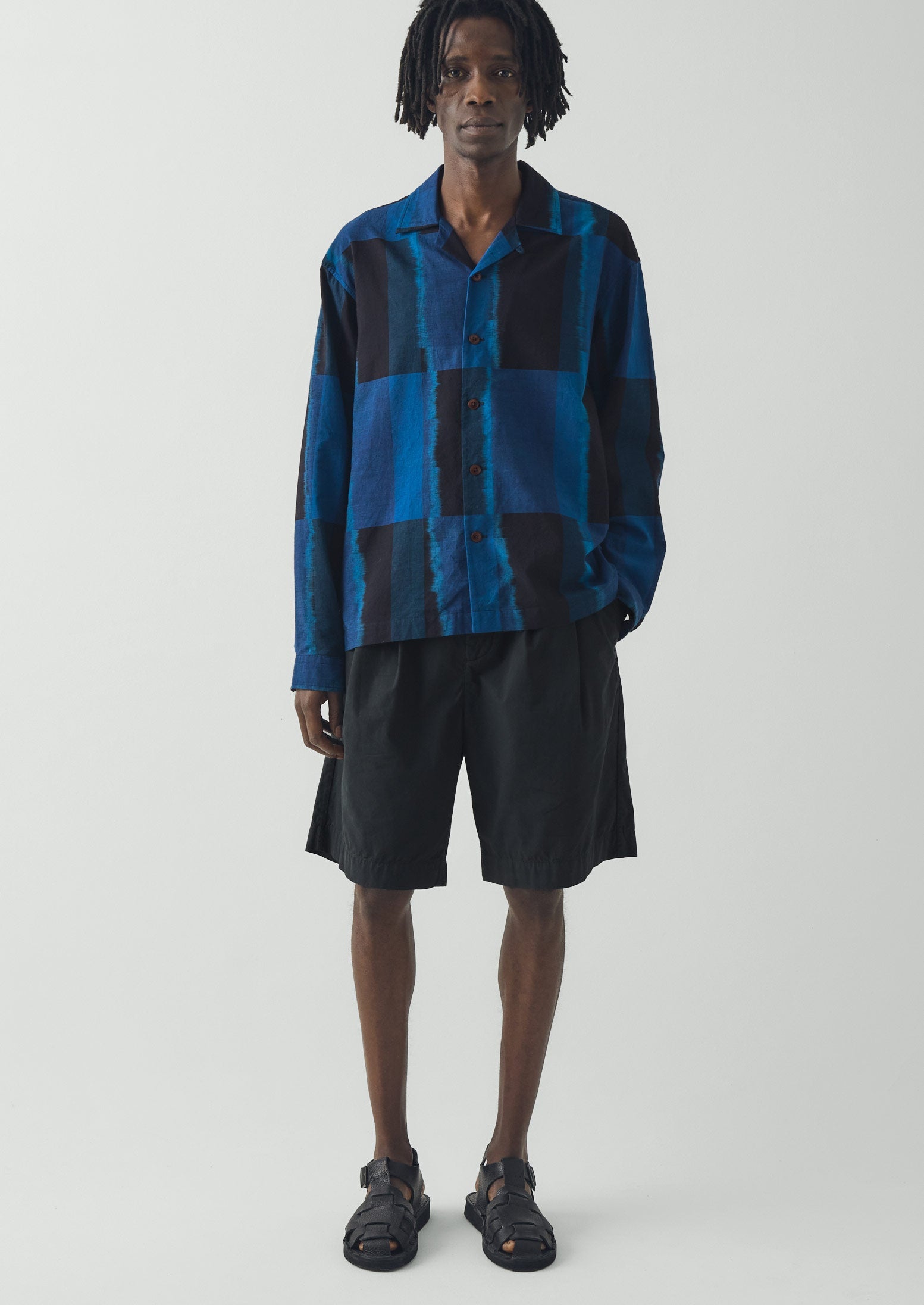 トップス everyone luxury cotton backlogo shorttee Double Pleat Cotton Poplin Shorts | Washed Black | TOAST