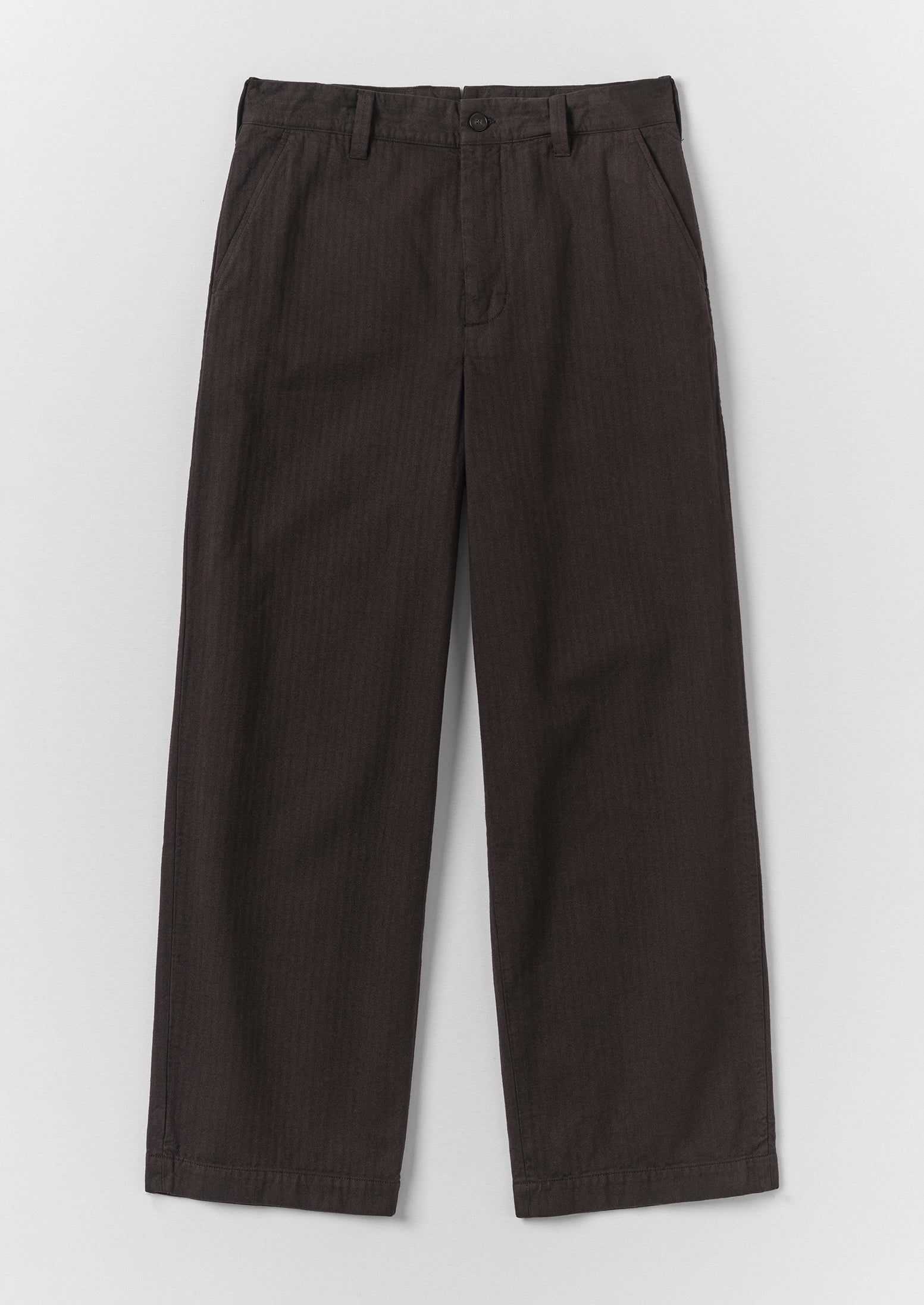 Jude Brushed Cotton Herringbone Pants | Chocolate | TOAST