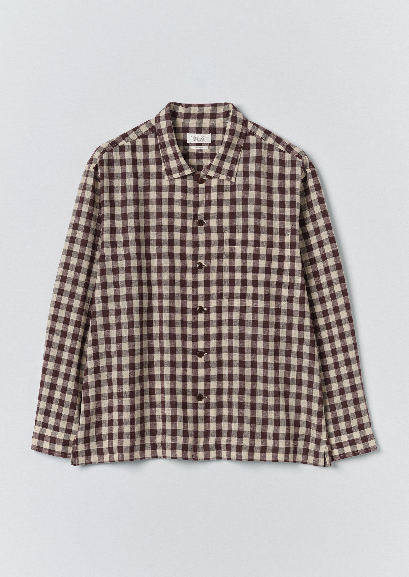 Gingham Cotton Linen Shirt | Dark Chocolate/Ecru | TOAST