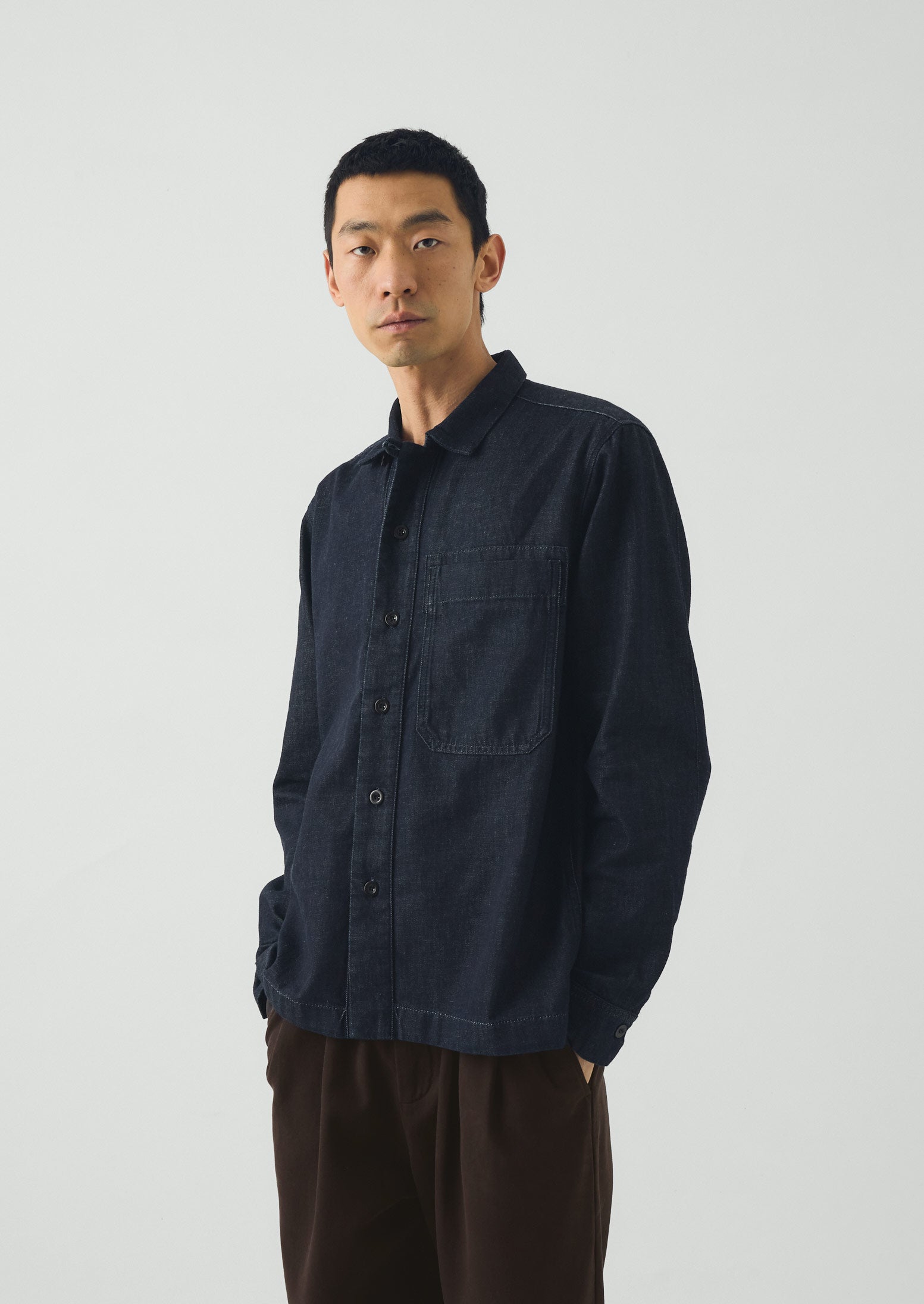 Straight Hem Indigo Denim Shirt | Indigo | TOAST
