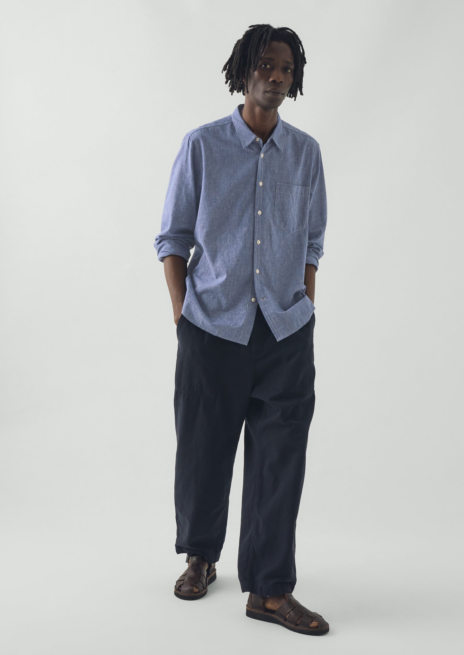 Cotton Linen Chambray Shirt | Chambray Blue | TOAST