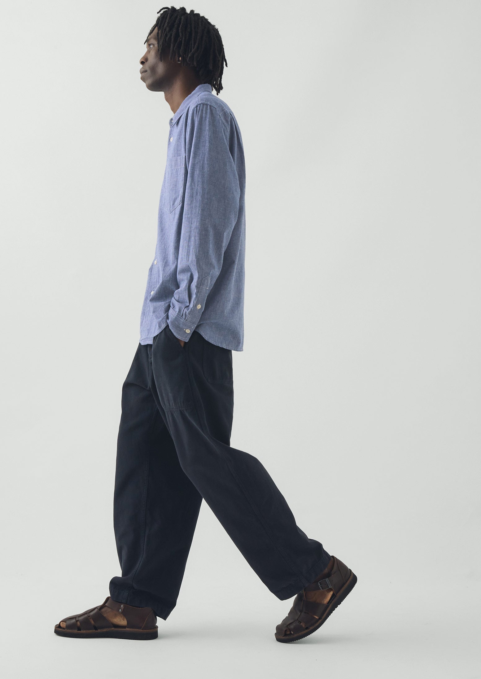 Cotton Linen Chambray Shirt | Chambray Blue | TOAST