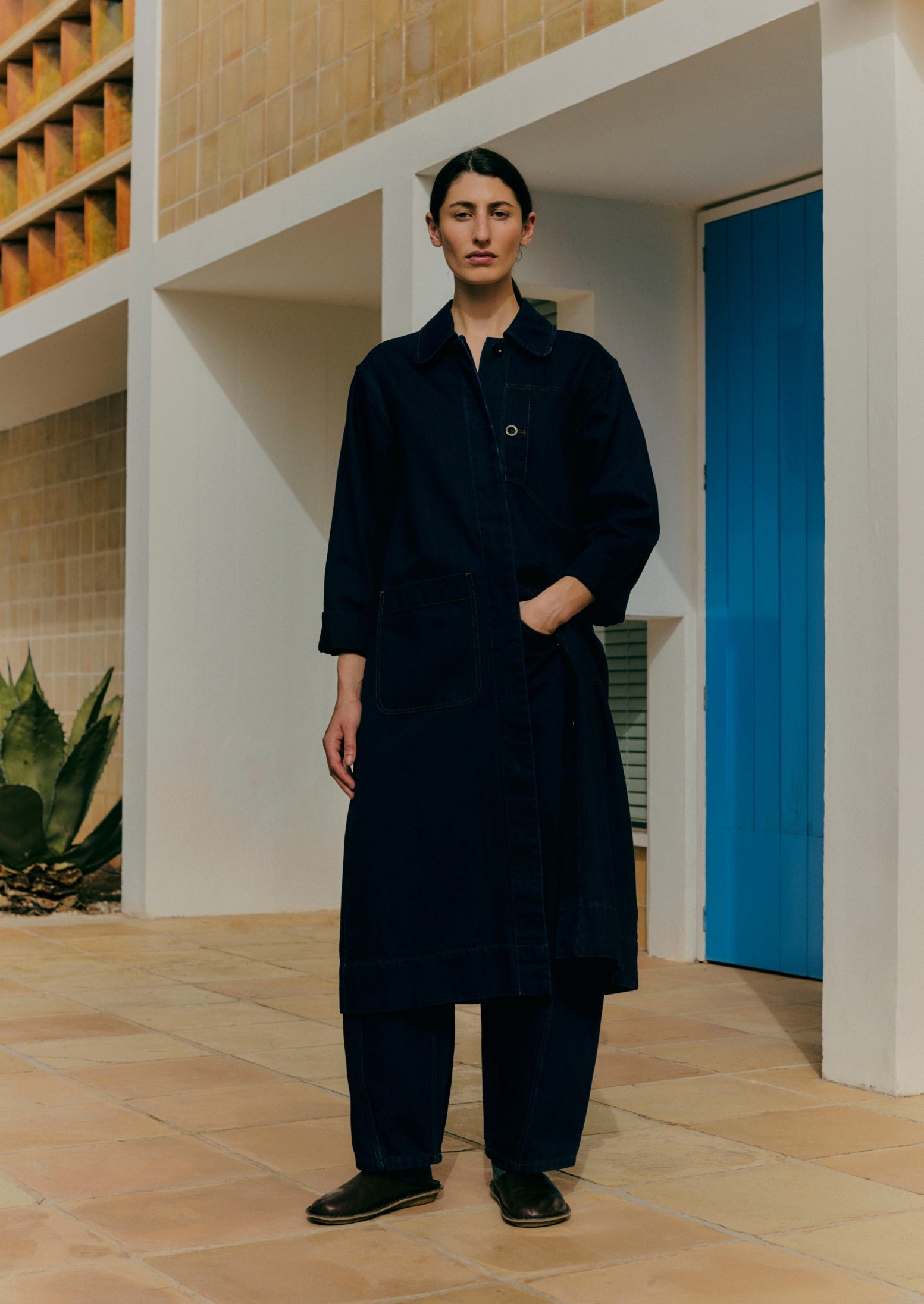 Patch Pocket Japanese Denim Coat | Indigo | TOAST