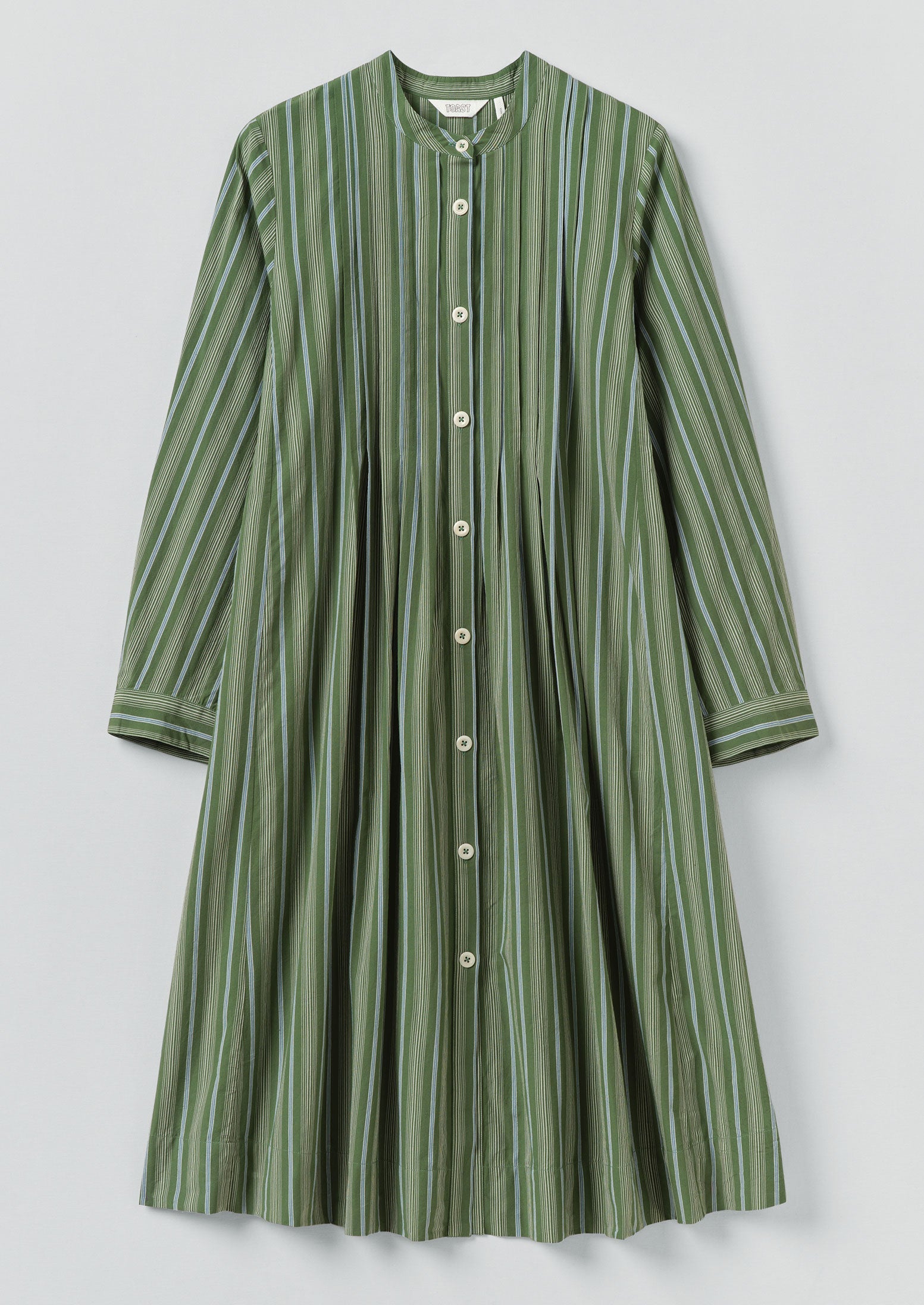 Sleepy Stripe Pintuck Dress | Forest Green | TOAST