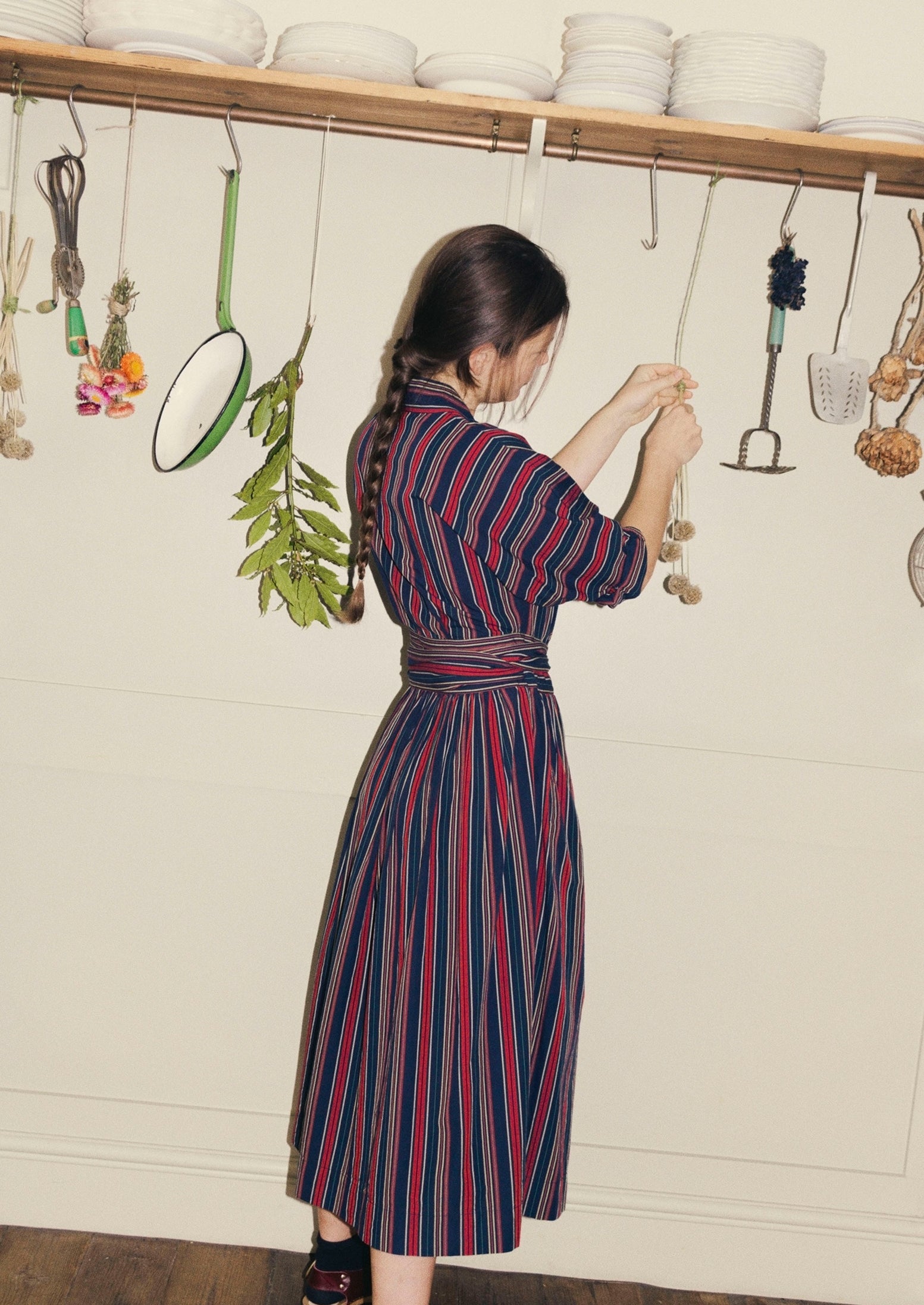 Pantry Stripe Cotton Wrap Dress | Provence Blue Pantry Stripe Cotton Wrap Dress | Provence Blue