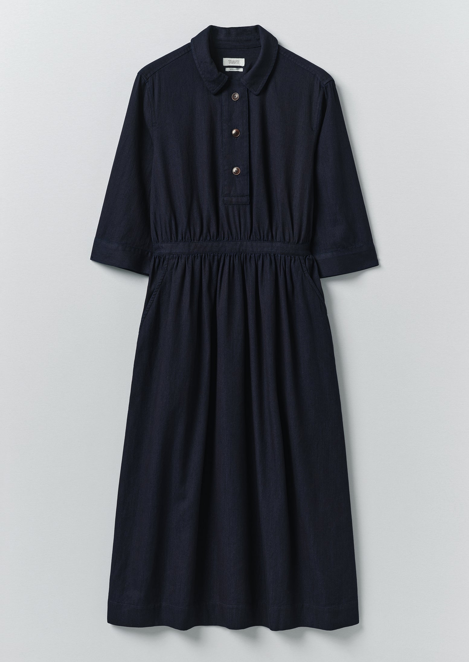 navy blue cotton shirt dress Indigo Cotton Twill Shirt Dress