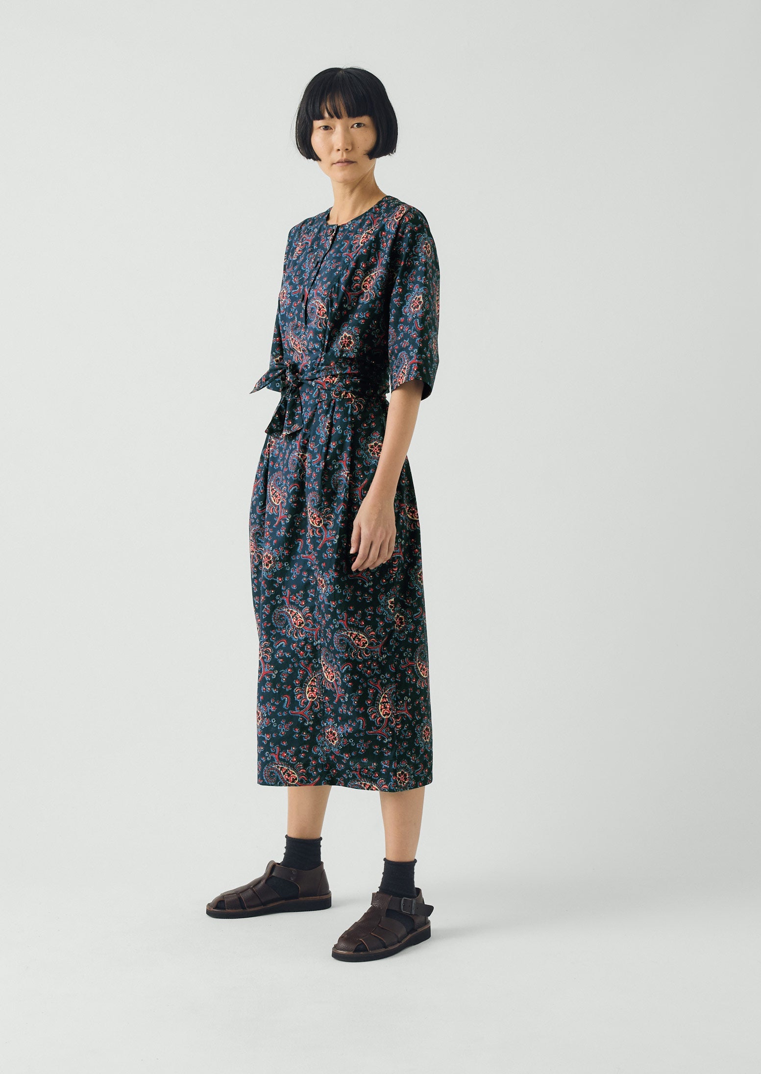 Provencal Paisley Print Cotton Poplin Dress | Provencal Blue | TOAST