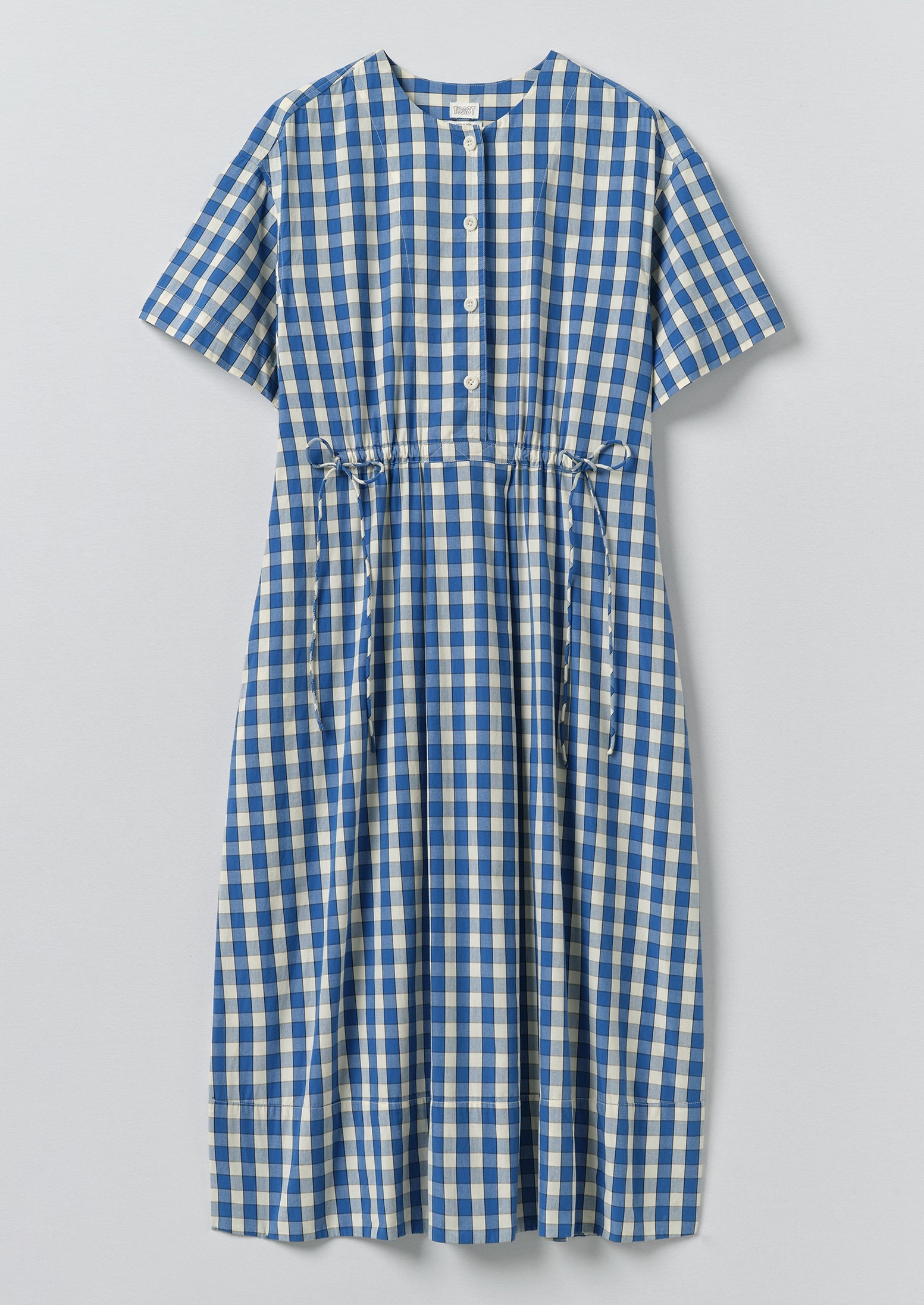 blue and white checked dress Gingham Check Cotton Dress