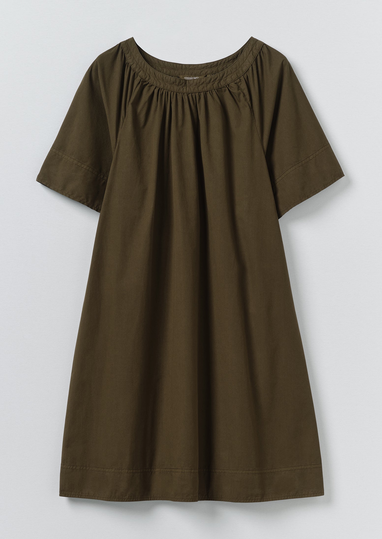 Gathered Cotton Twill Dress