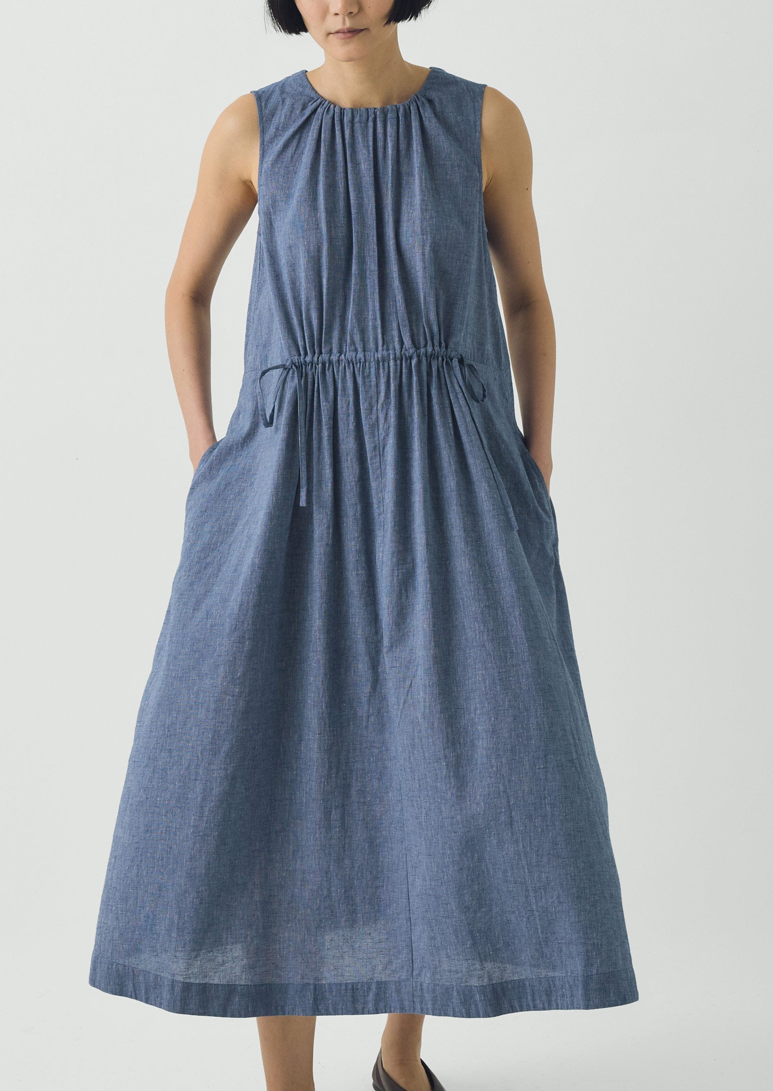 Martha Cotton Linen Chambray Dress | Chambray Blue