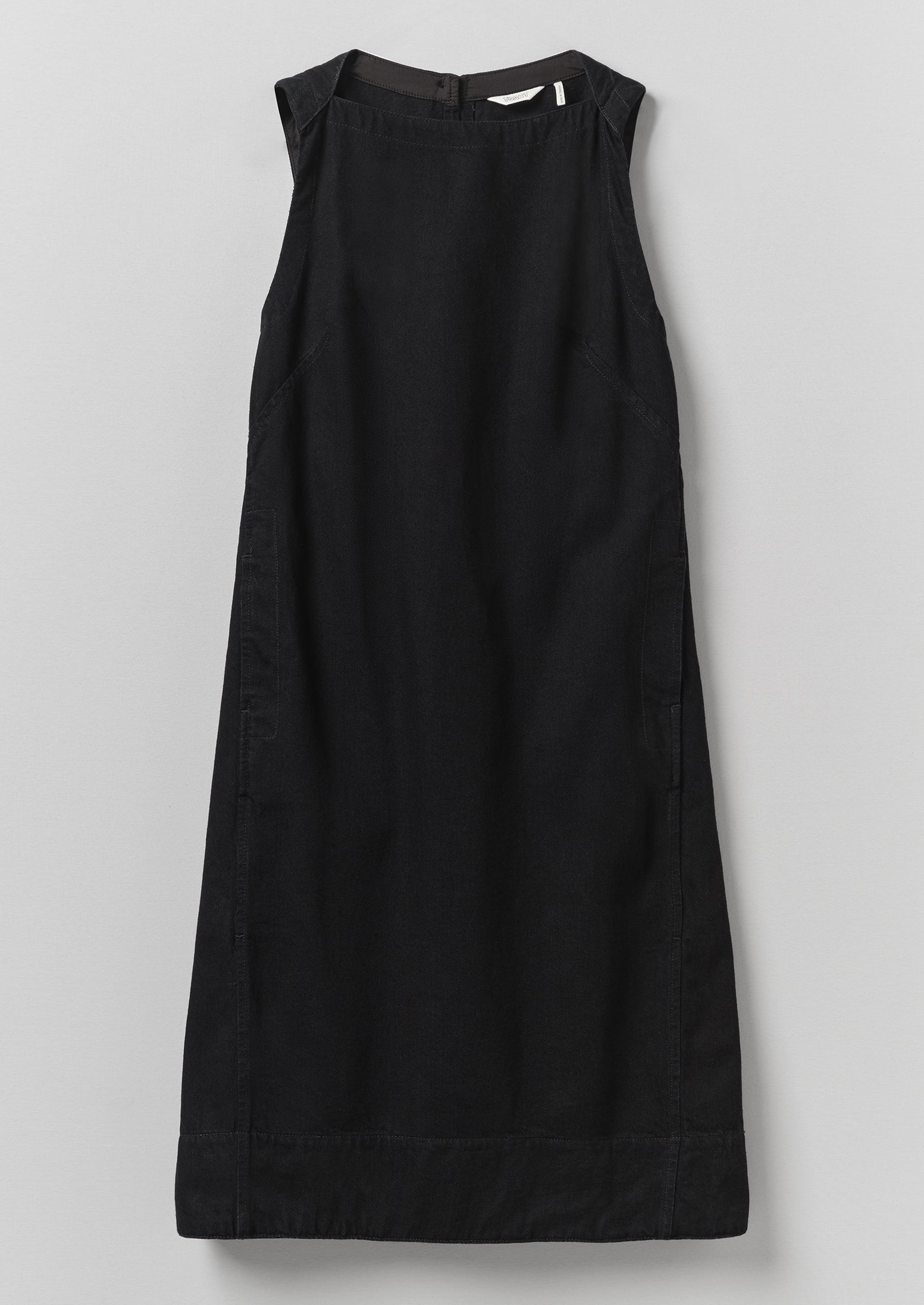 Sculpted Denim Pinafore Dress | Carbon Black | TOAST
