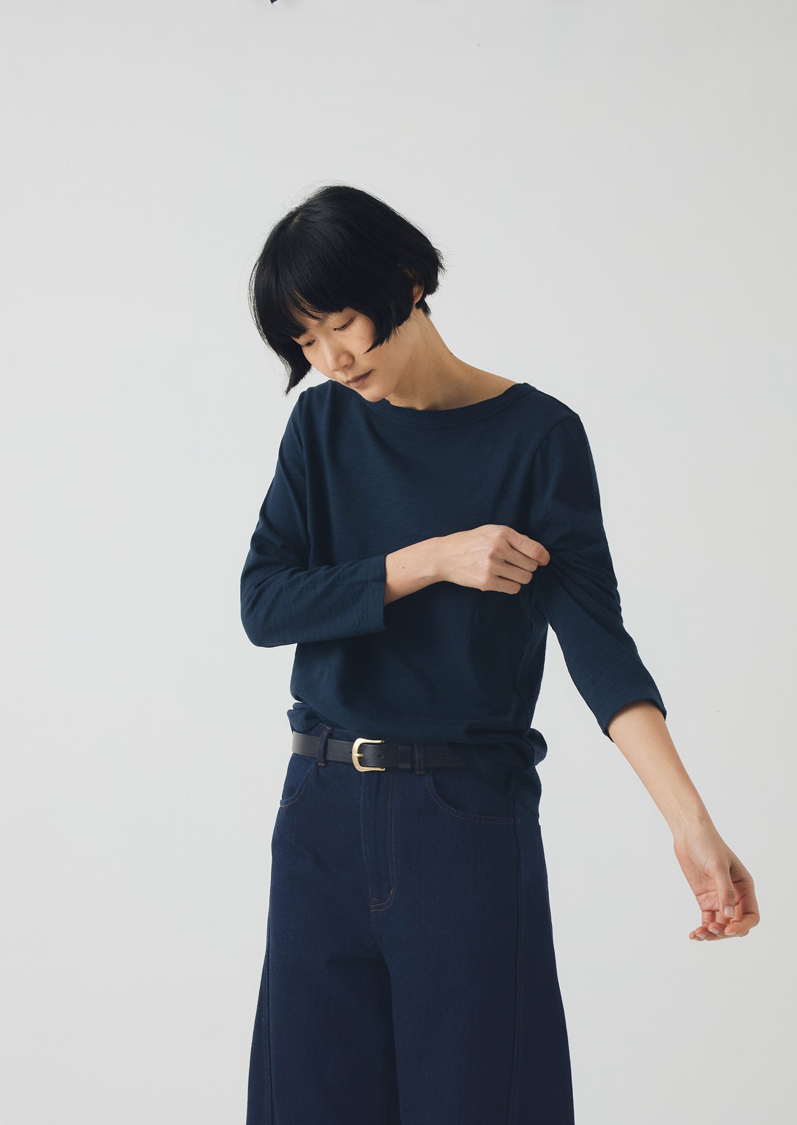 Lia Cotton Boat Neck Tee | Dark Navy | TOAST