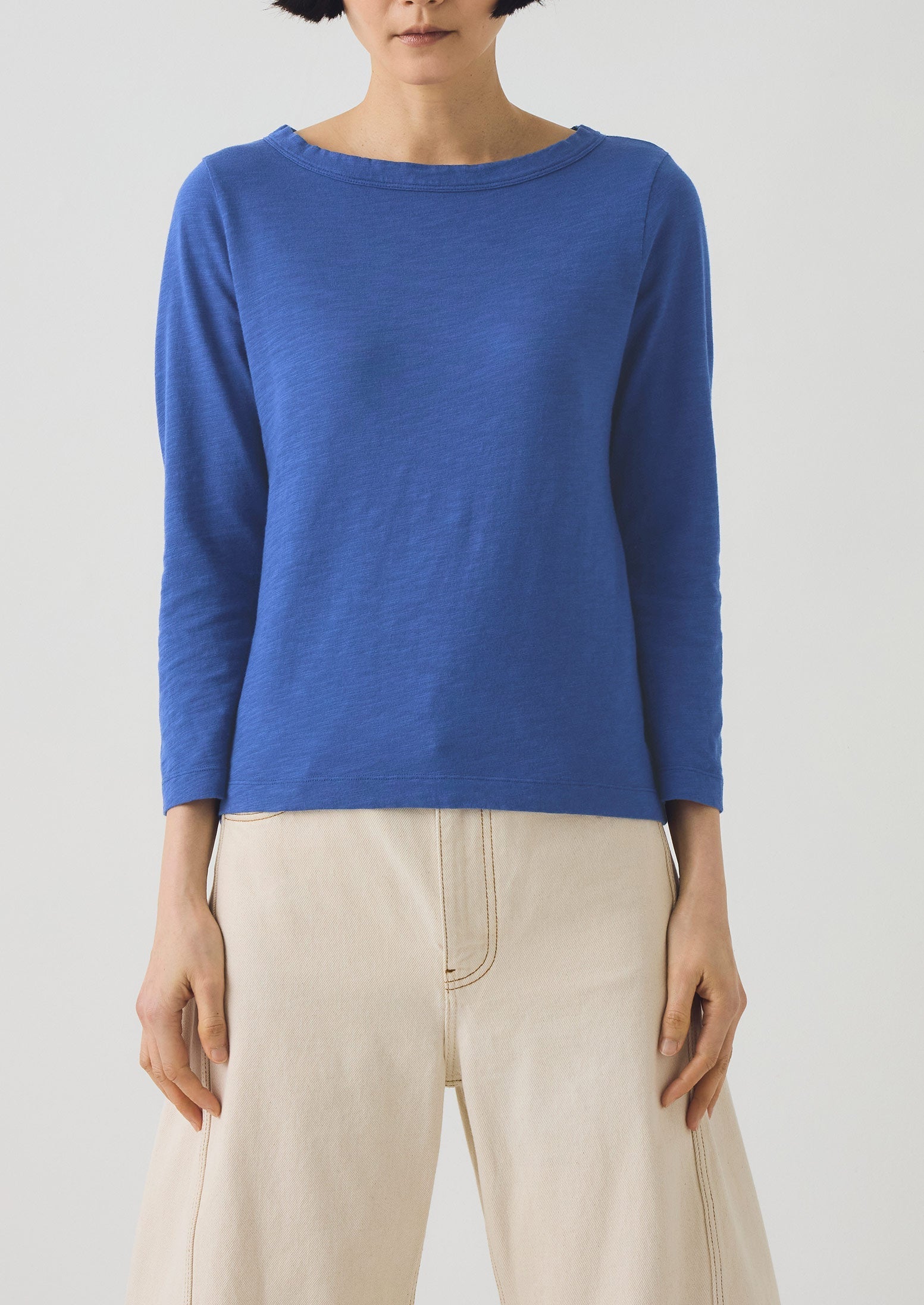 Lia Cotton Boat Neck Tee | Cobalt | TOAST
