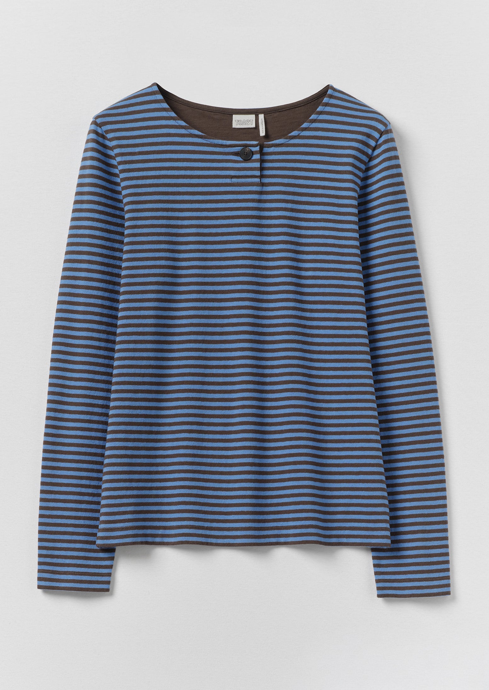 Breezy Stripe Jersey Tee | Azure Blue/Tawny Brown | TOAST