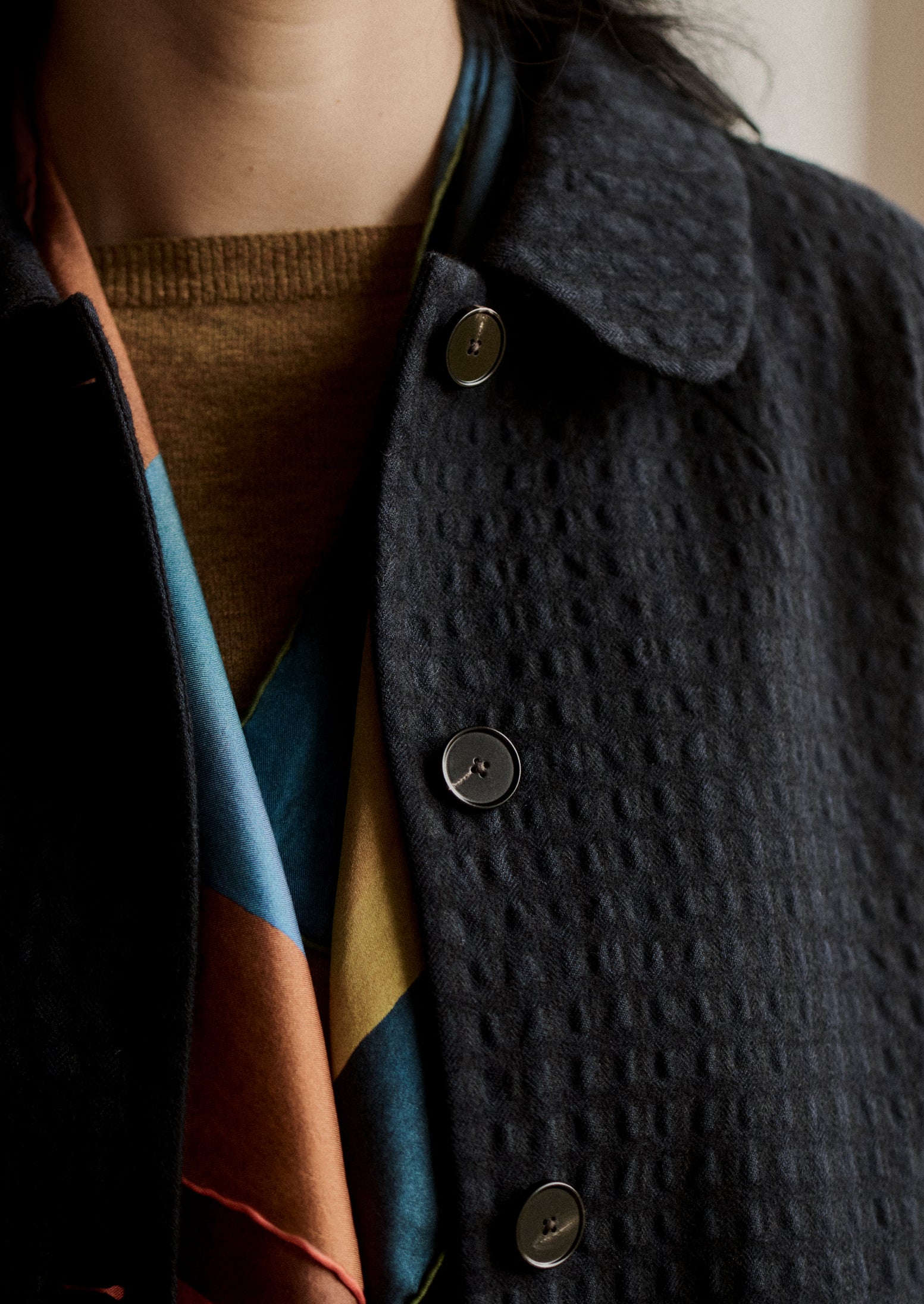 Cotton Wool Herringbone Jacket | Navy | TOAST