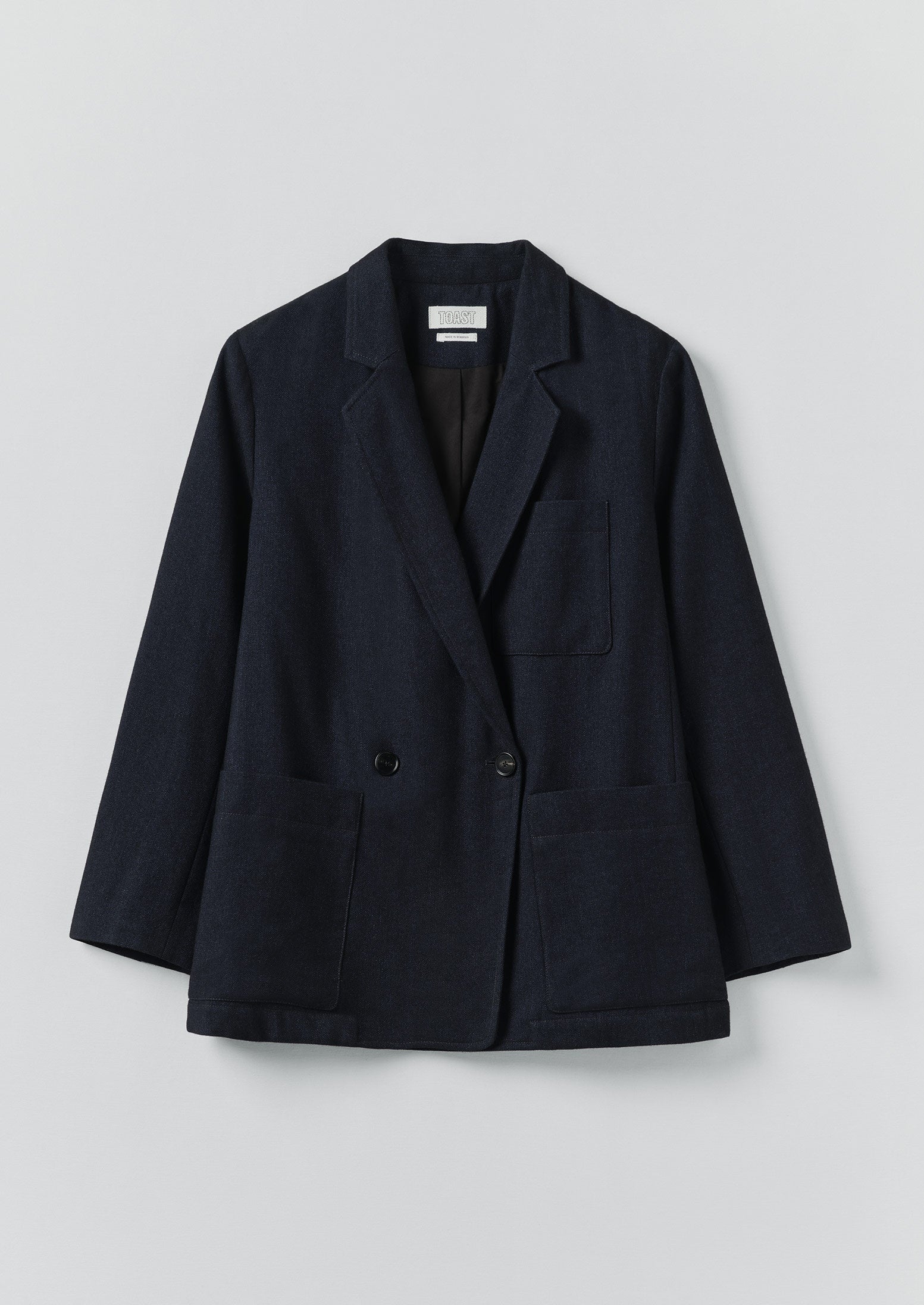 Gauze# WOOL LINEN CLASSICAL JACKET ブラック Wool Linen Double Breasted Jacket | Black Indigo | TOAST