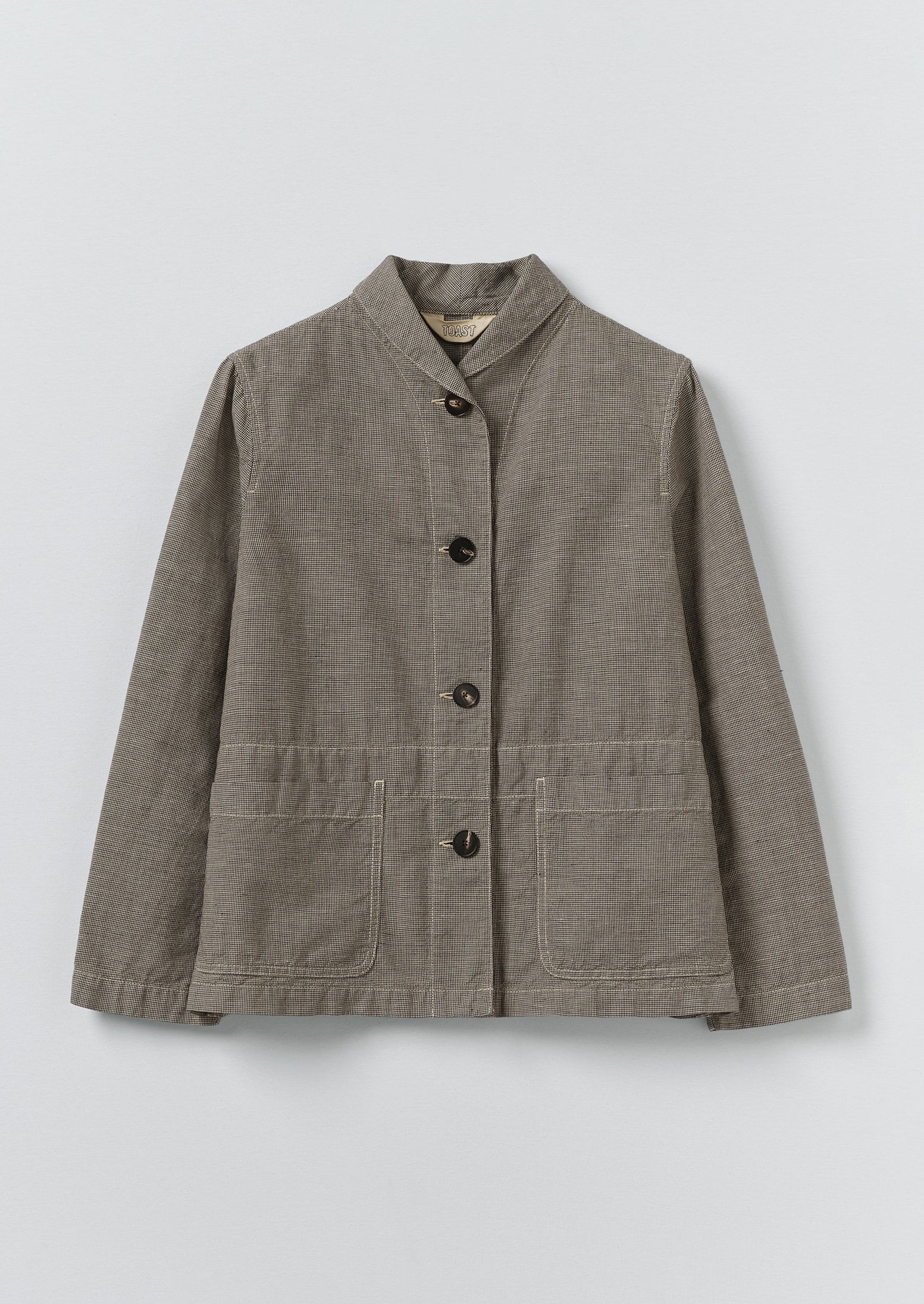 T*e様 ensou. Houndtooth Jacket Atelier103 Hal Micro Houndstooth Cotton Linen Workwear Jacket | Vintage White