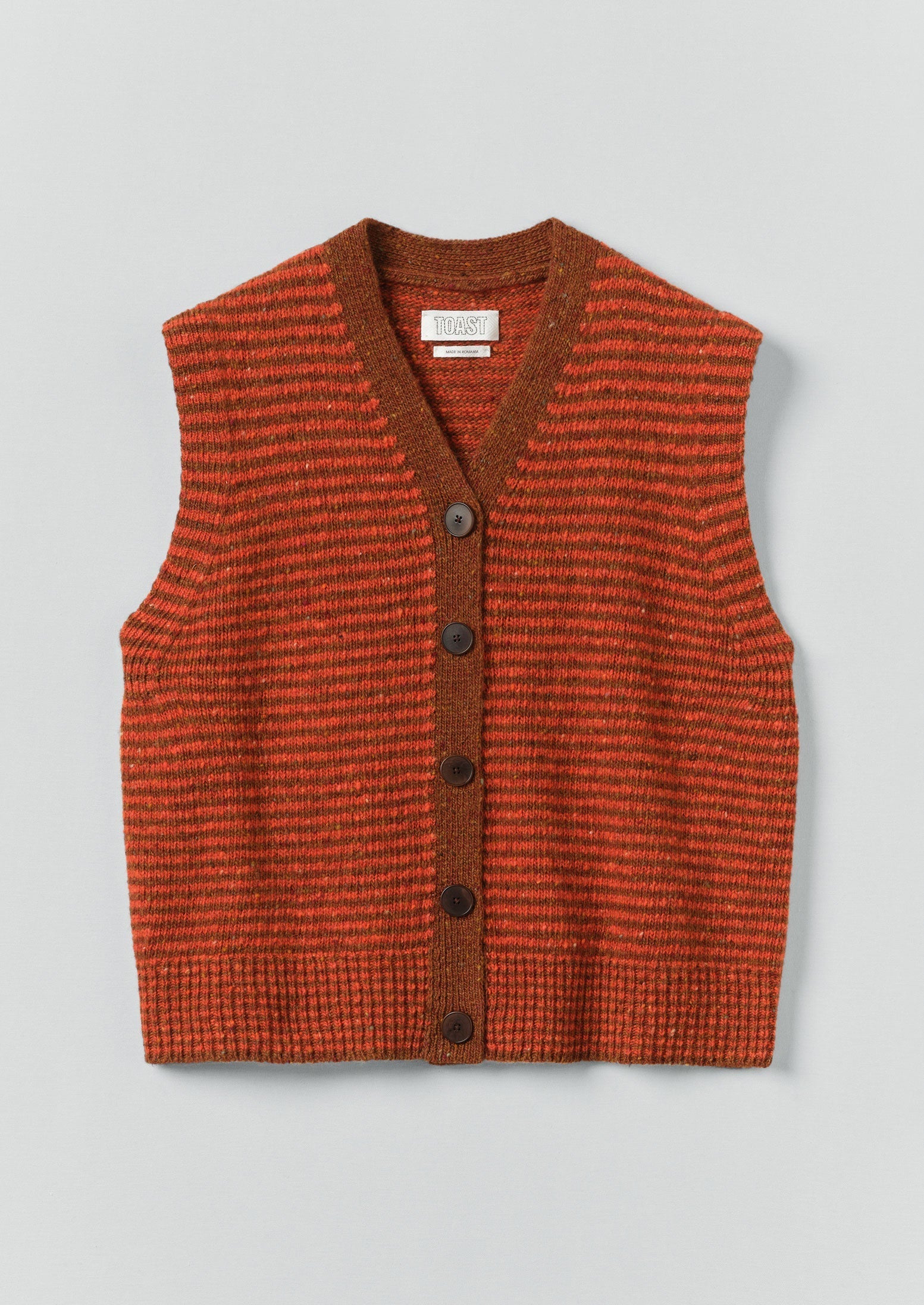 Stripe Donegal V Neck Tank | Brick/Red Clay | TOAST