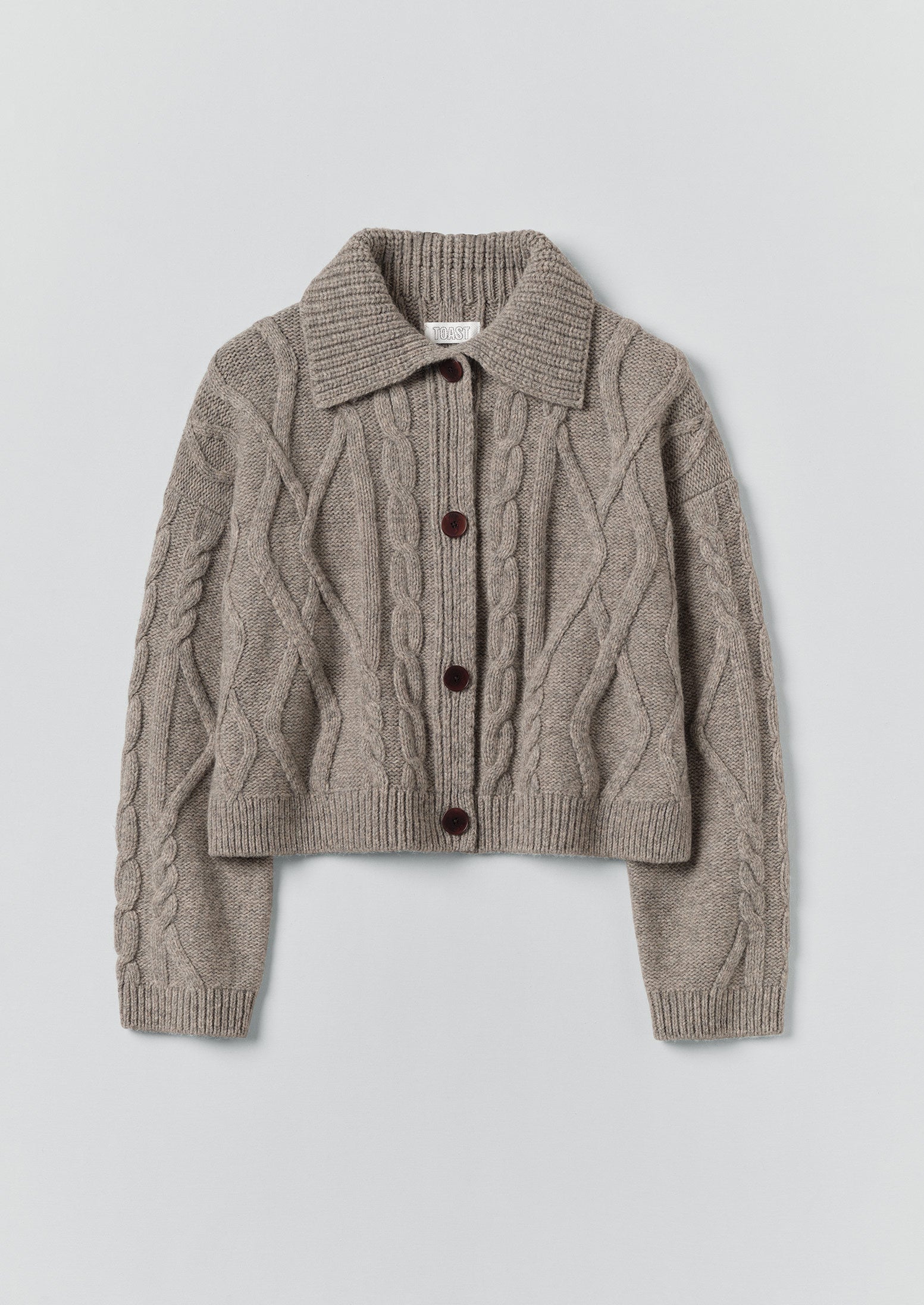 Collared Cable Cardigan | Stone | TOAST