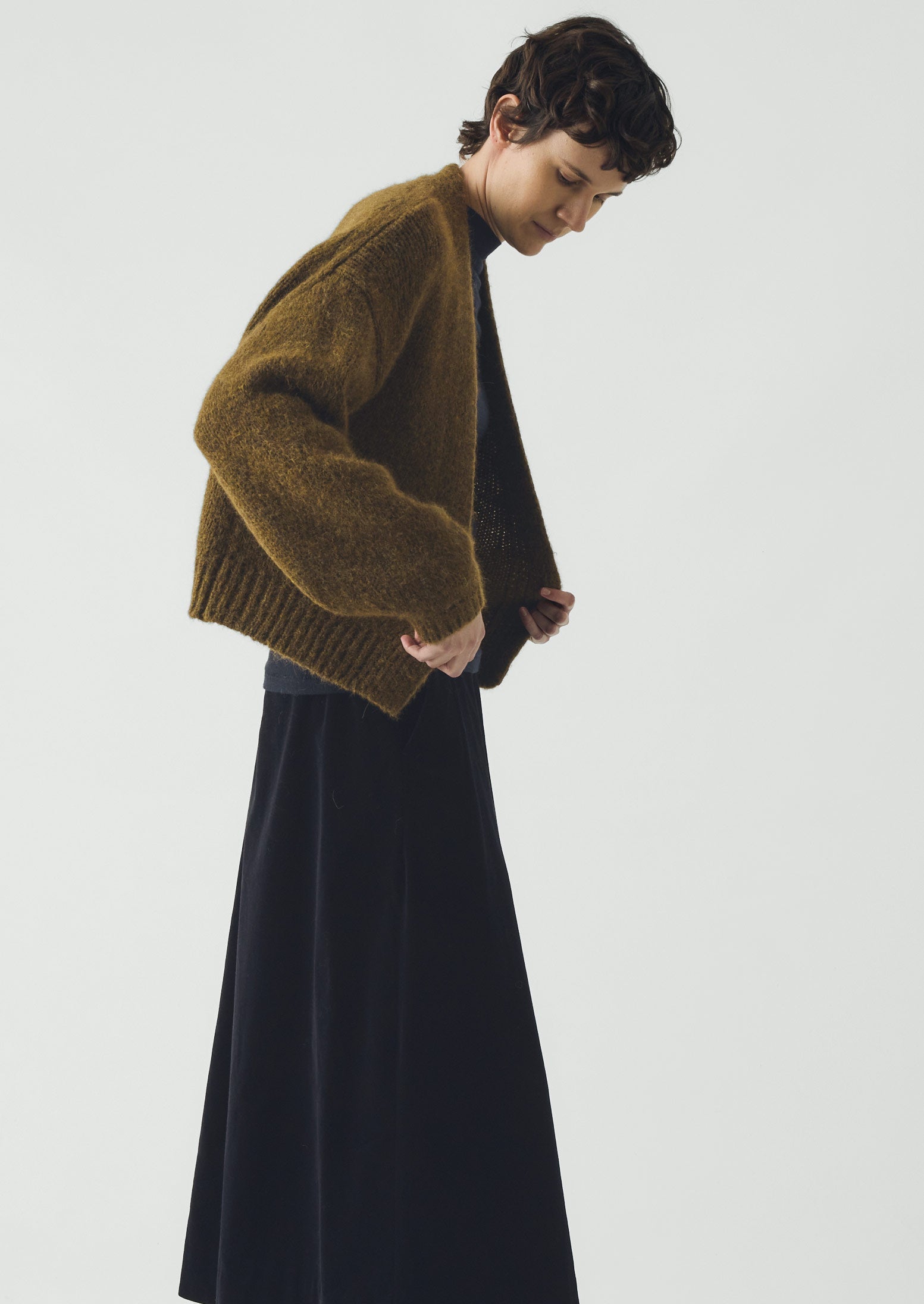 Lofty Alpaca Blend Cardigan | Olive Melange | TOAST